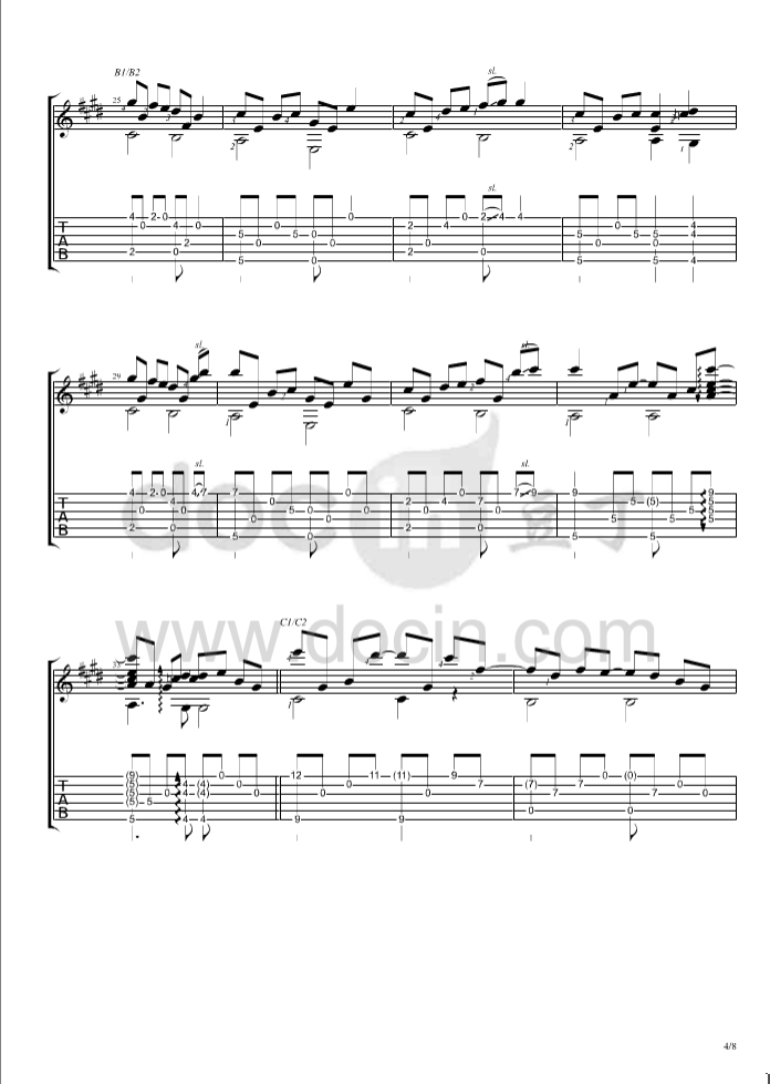 星河指弹谱 C调六线谱_豆丁网编配_曹思义