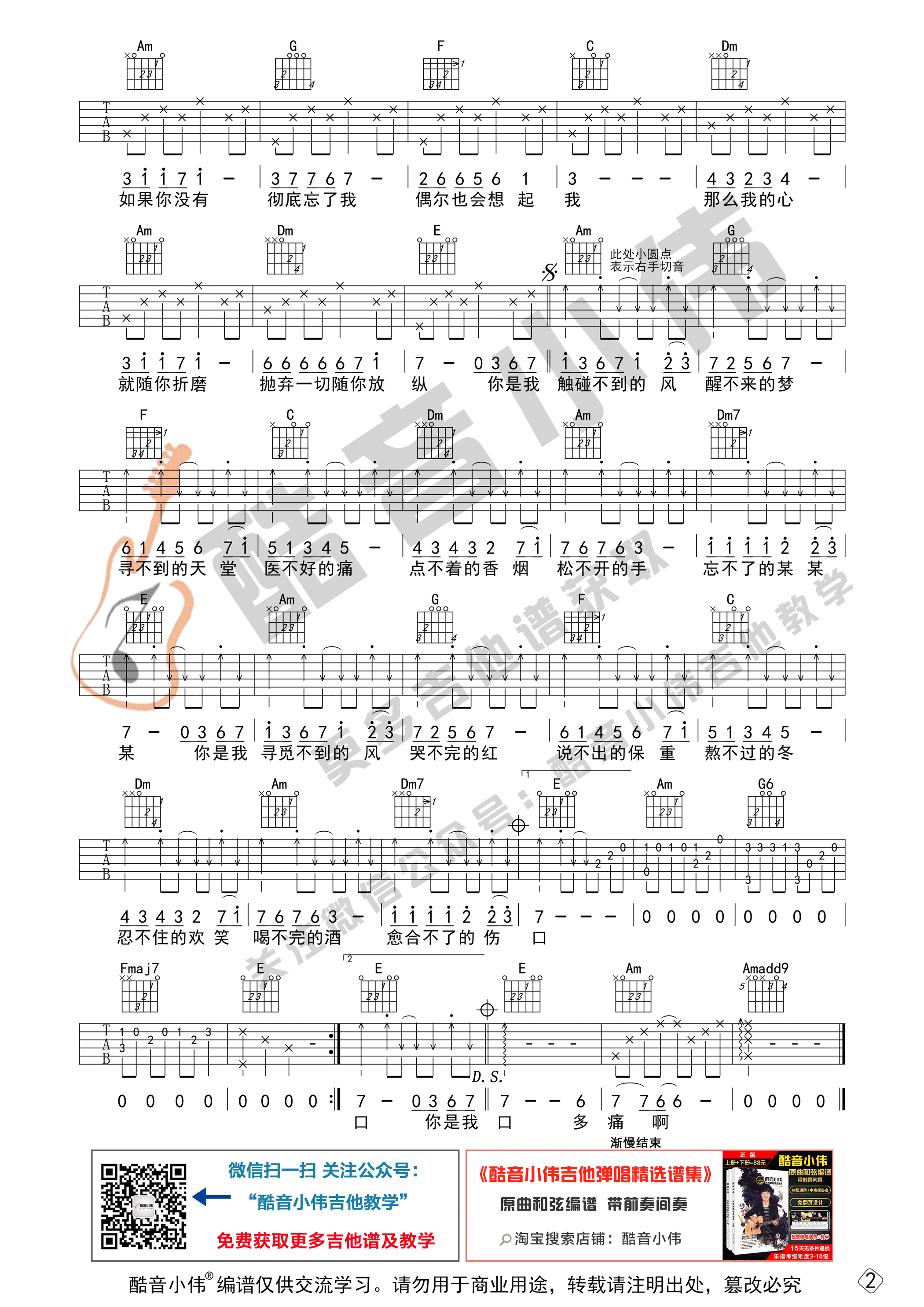 醒不来的梦吉他谱 C调高清版_酷音小伟吉他教学编配_回小仙