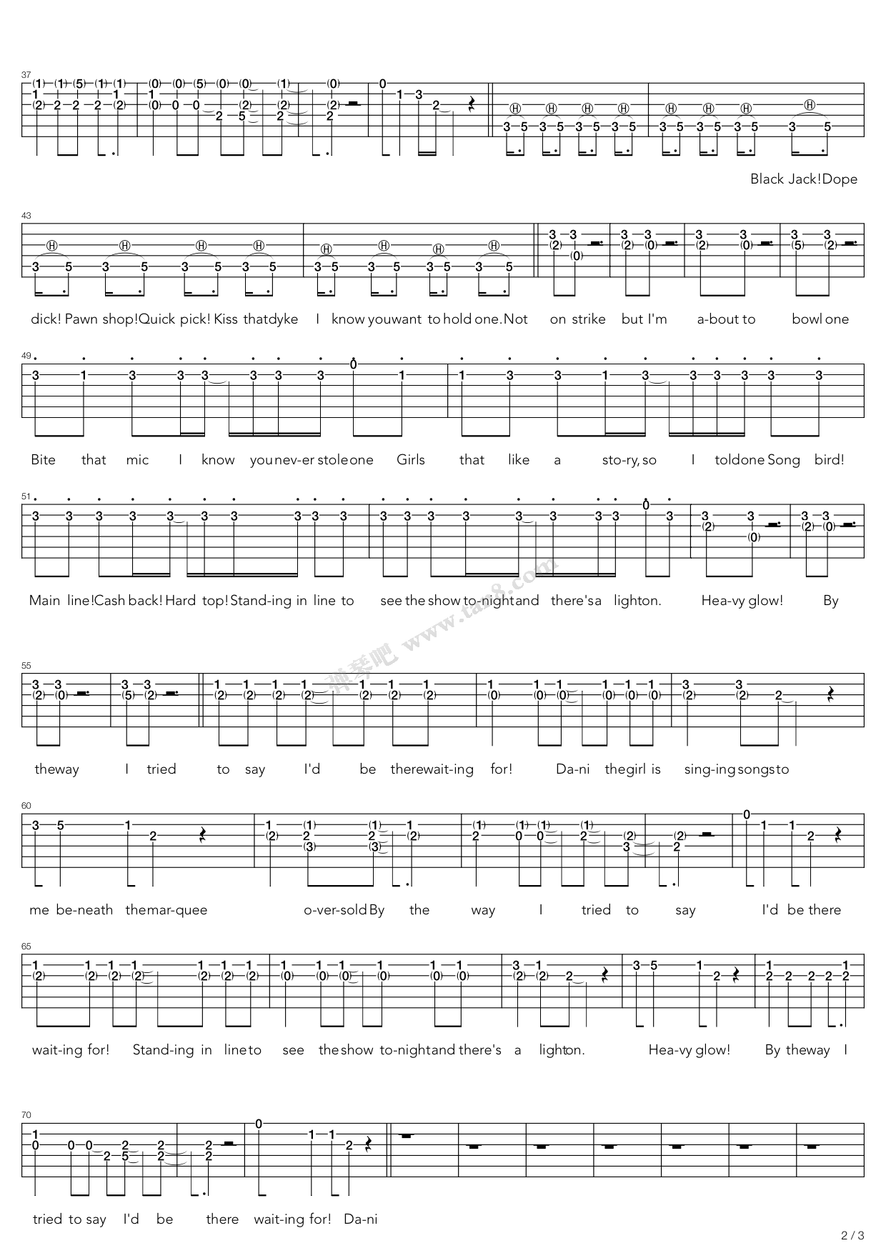 by the way吉他谱 C调高清版_弹琴吧编配_Red Hot Chili Peppers