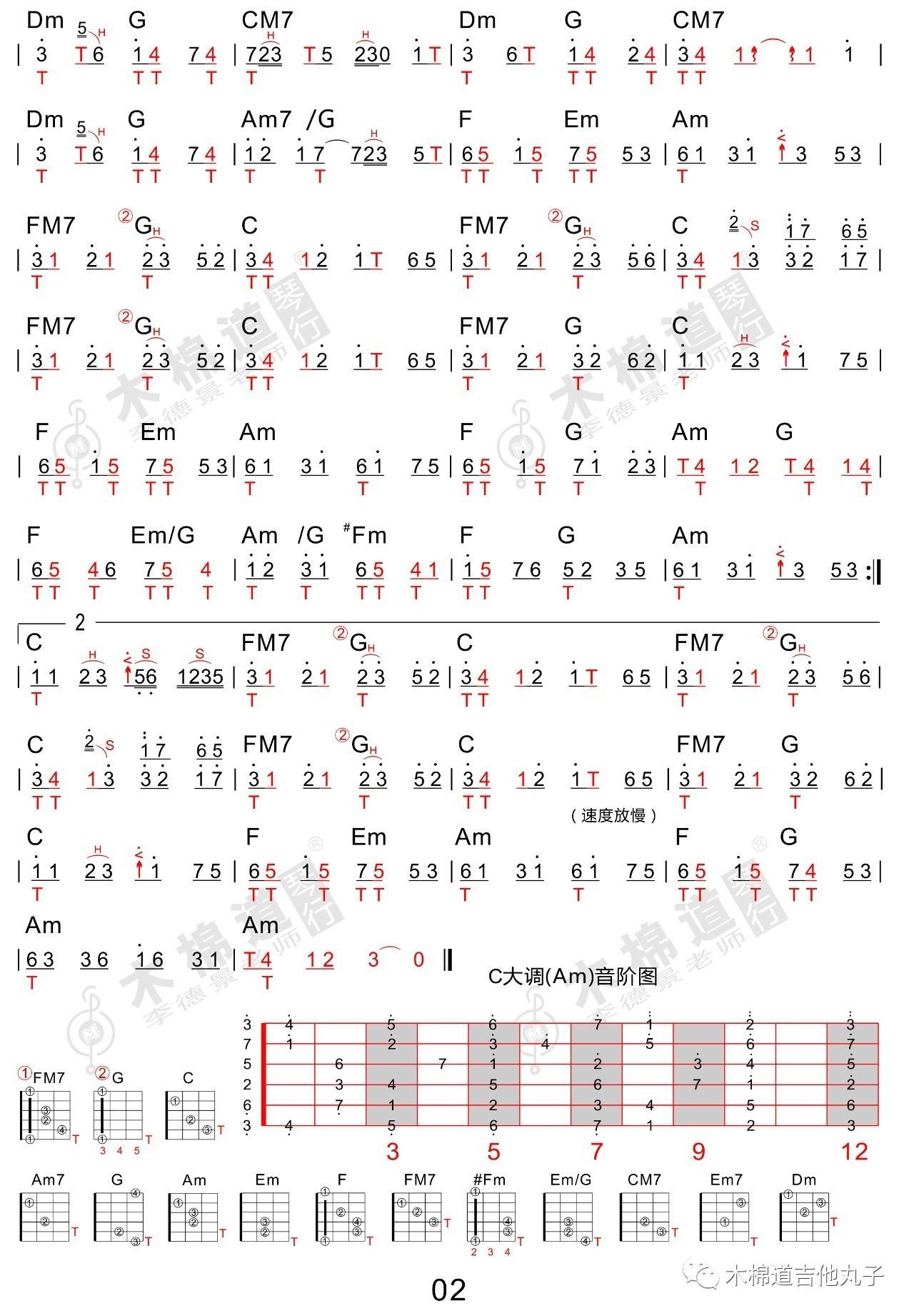奇迹的山吉他谱指弹谱_标准调弦木棉道四合一专用谱_岸部真明