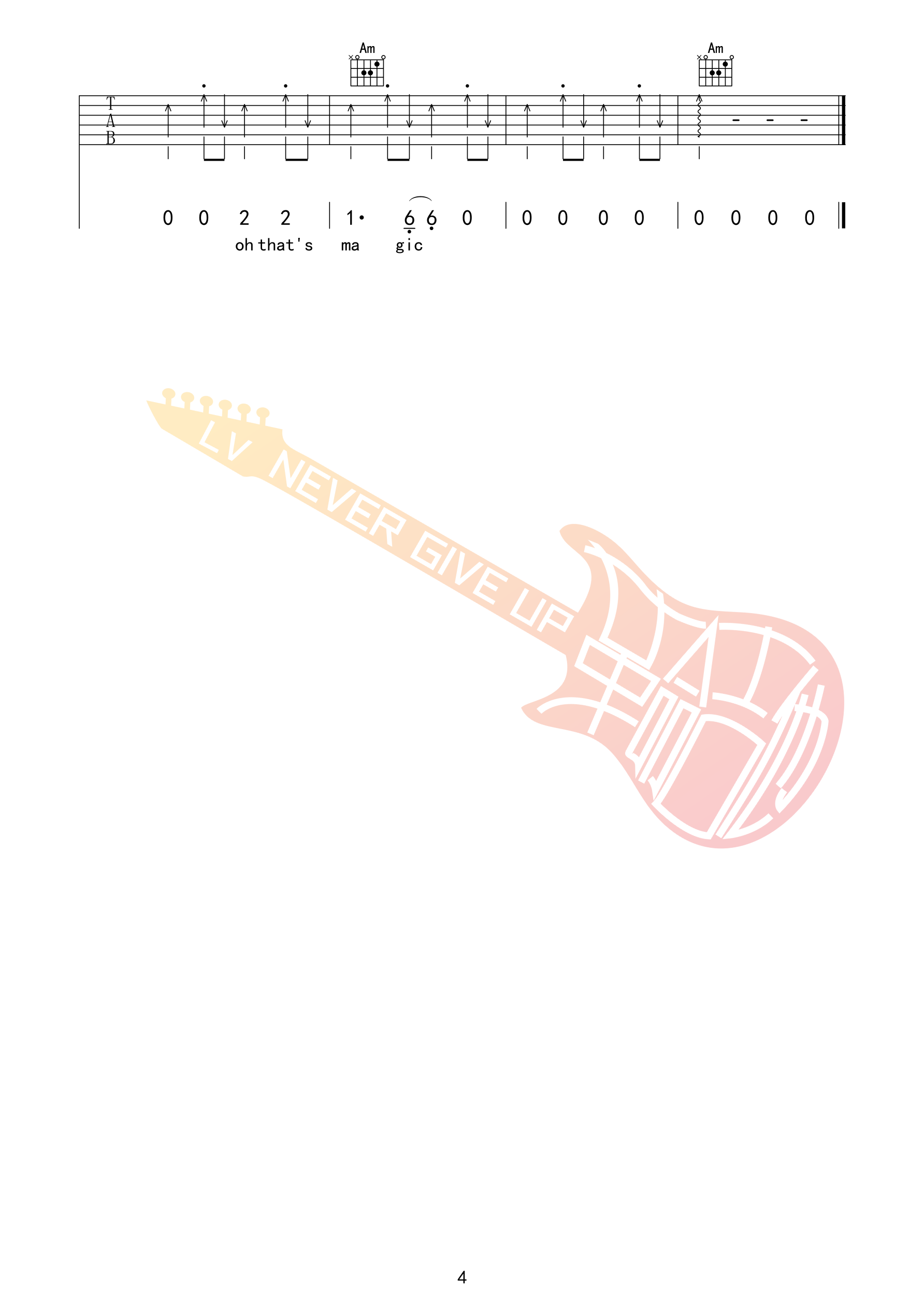 Landing Guy吉他谱 C调革命吉他版