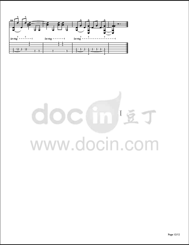 irony指弹谱 D调六线谱_豆丁网编配_郑成河