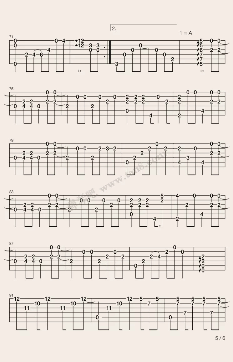 The truth that you leave指弹谱 G调六线谱_弹琴吧编配_Pianoboy