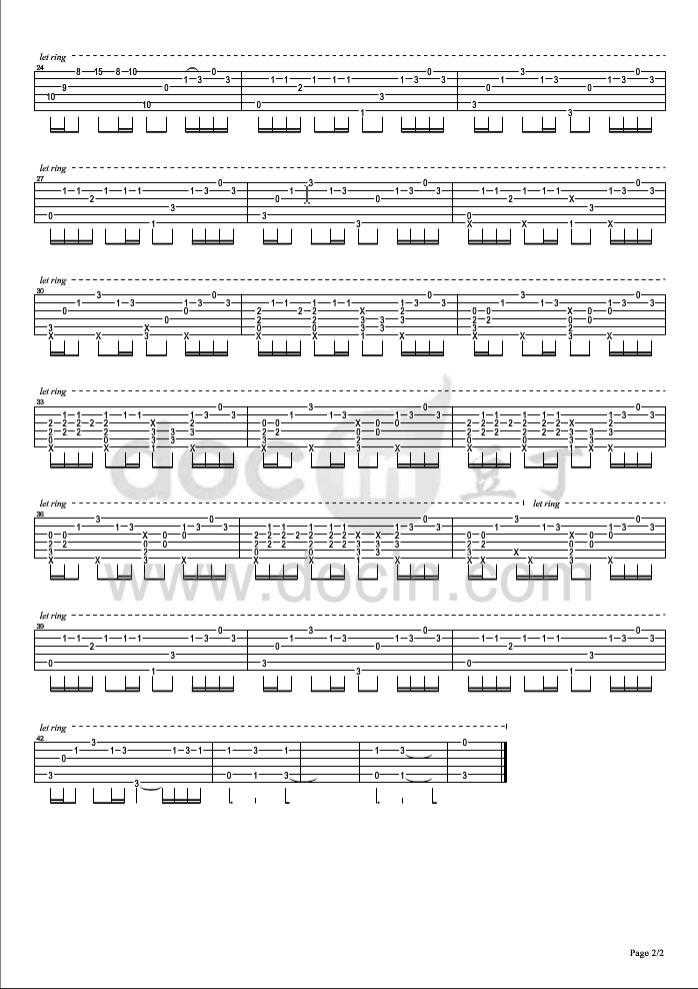 黄昏之时指弹谱 原调六线谱_豆丁网编配_野田洋次郎