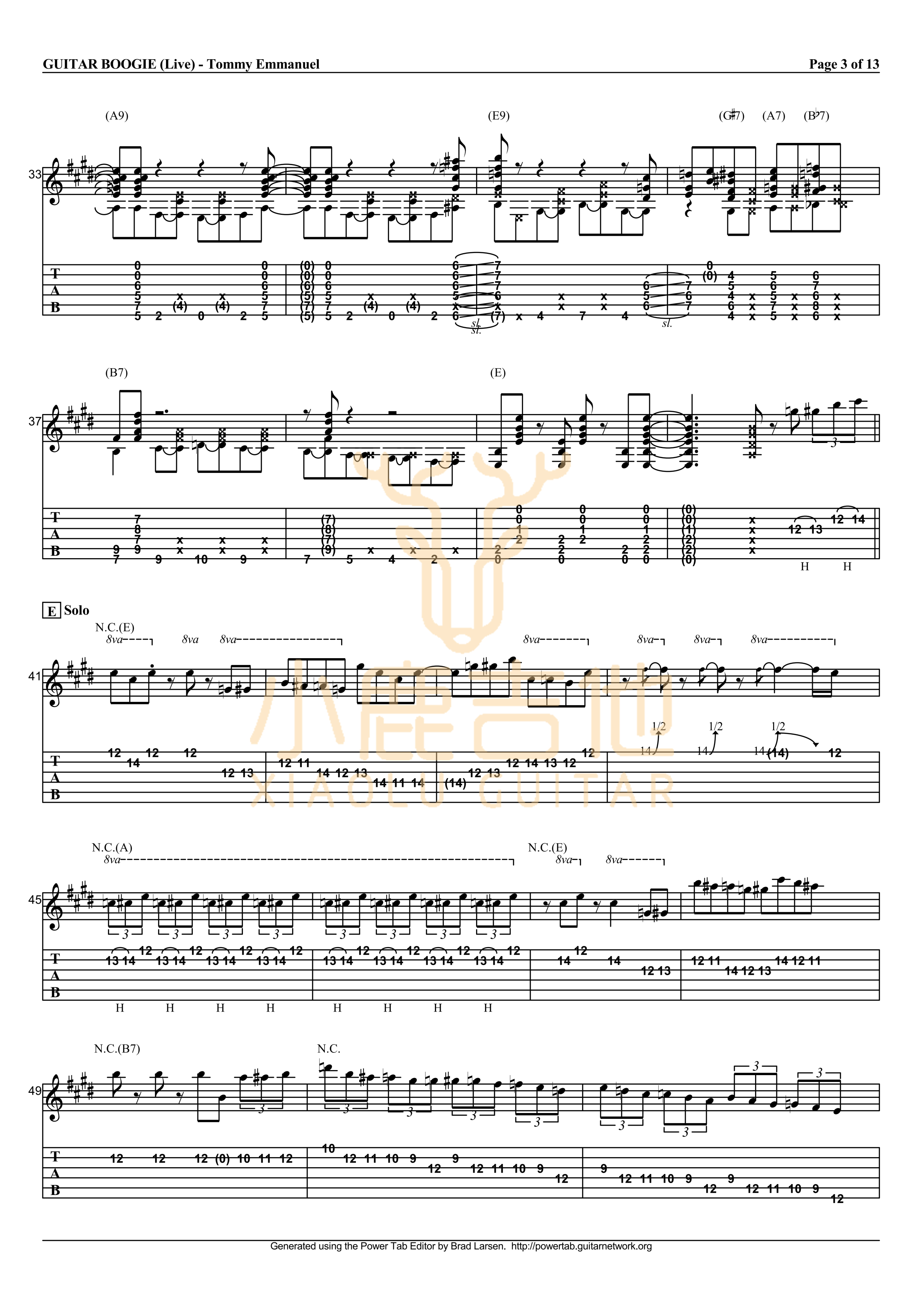 Guitar Boogie-Tommy Emmanuel指弹吉他谱_小鹿吉他