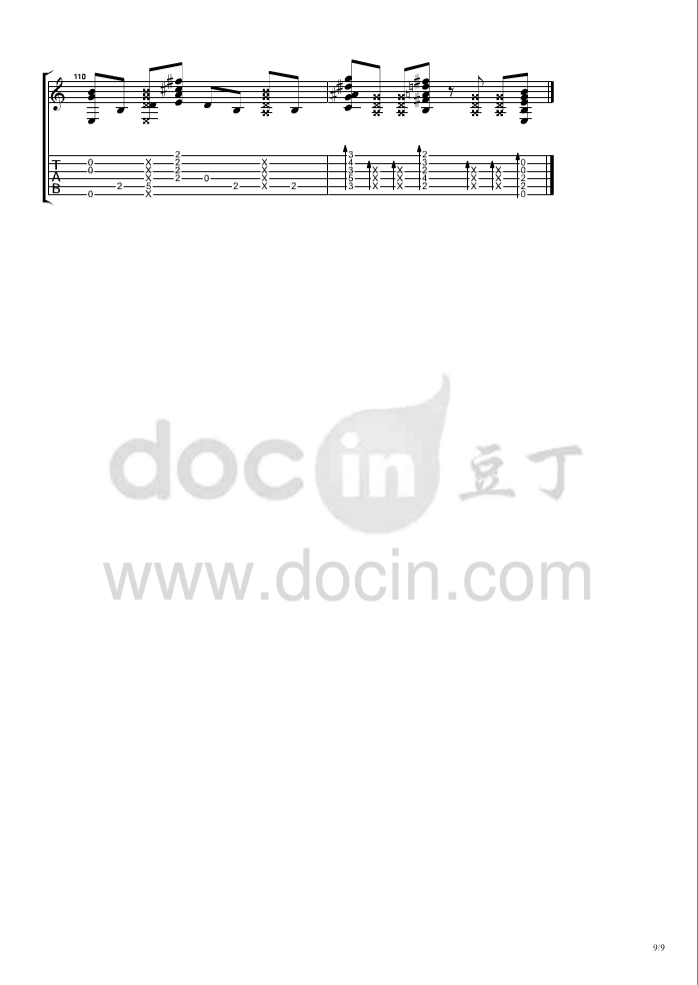 billie jean指弹谱 原调六线谱_豆丁网编配_郑成河