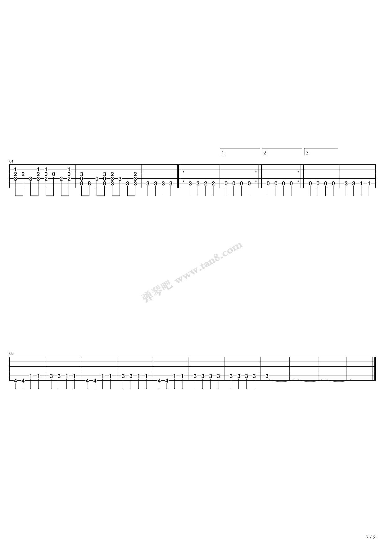 one day指弹谱 C调高清版_弹琴吧编配_Genesis