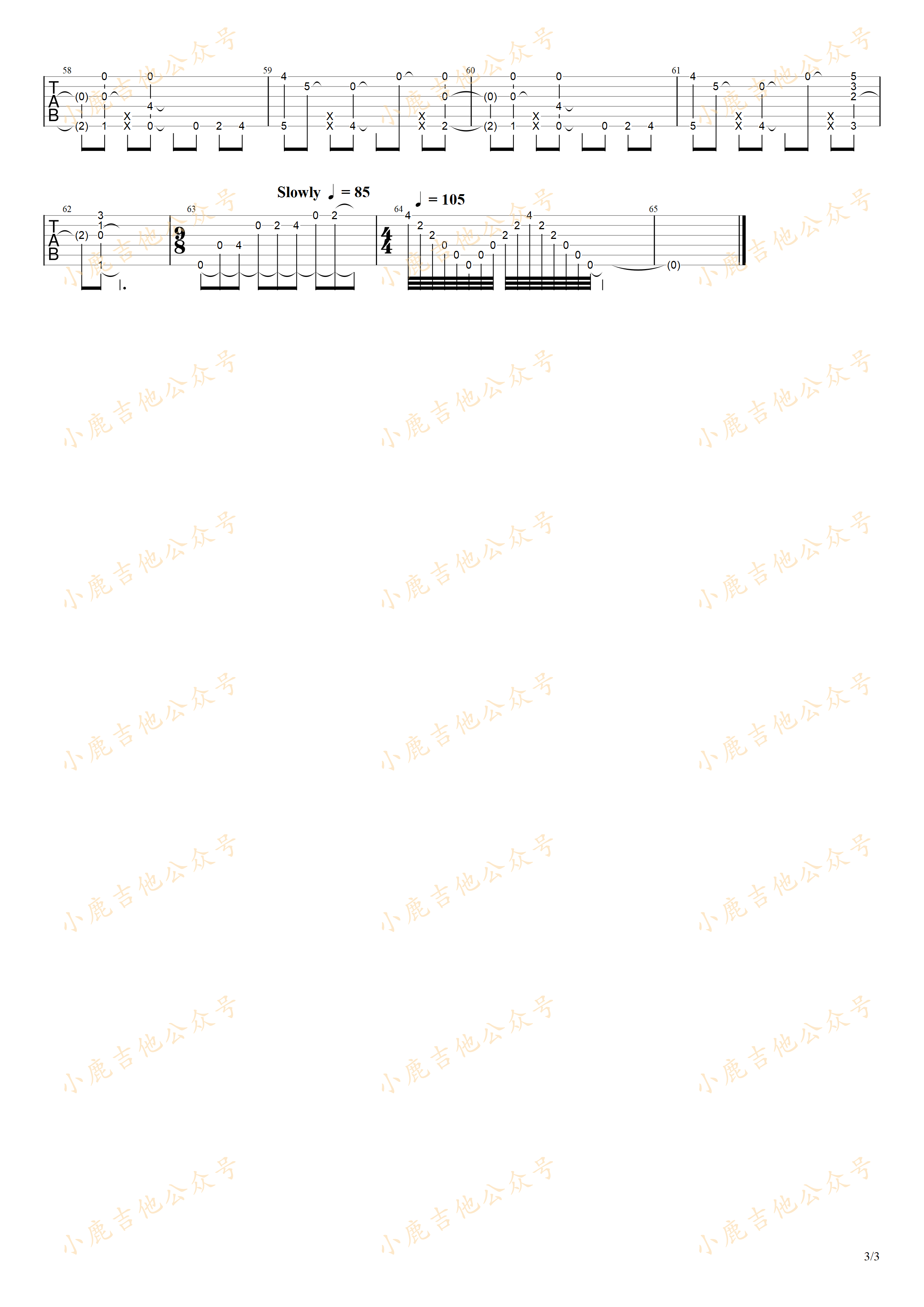 Growing up-岸部真明指弹吉他谱（小鹿吉他）