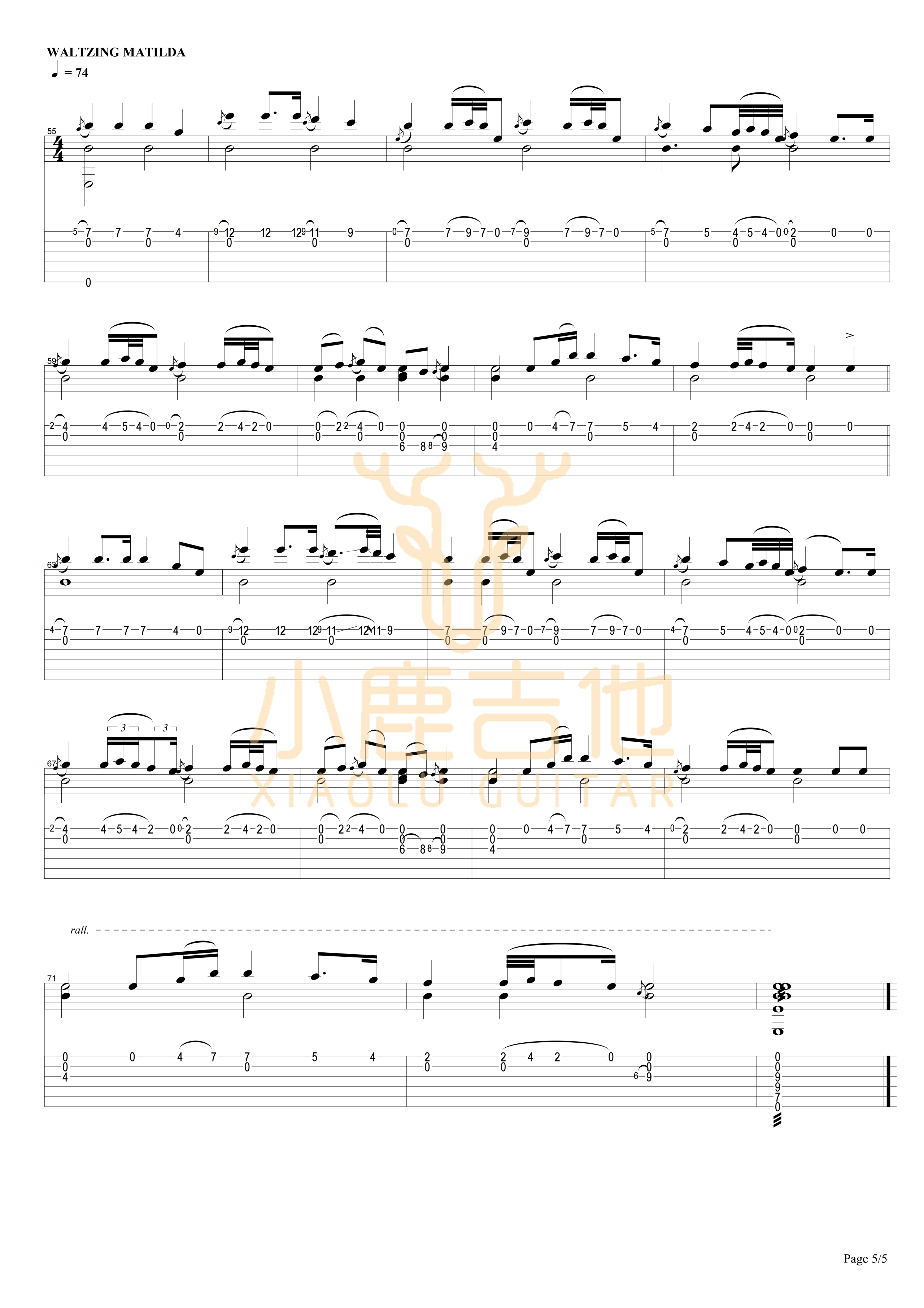 THE JOLLY SWAGMAN-Tommy Emmanuel指弹吉他谱（小鹿吉他）