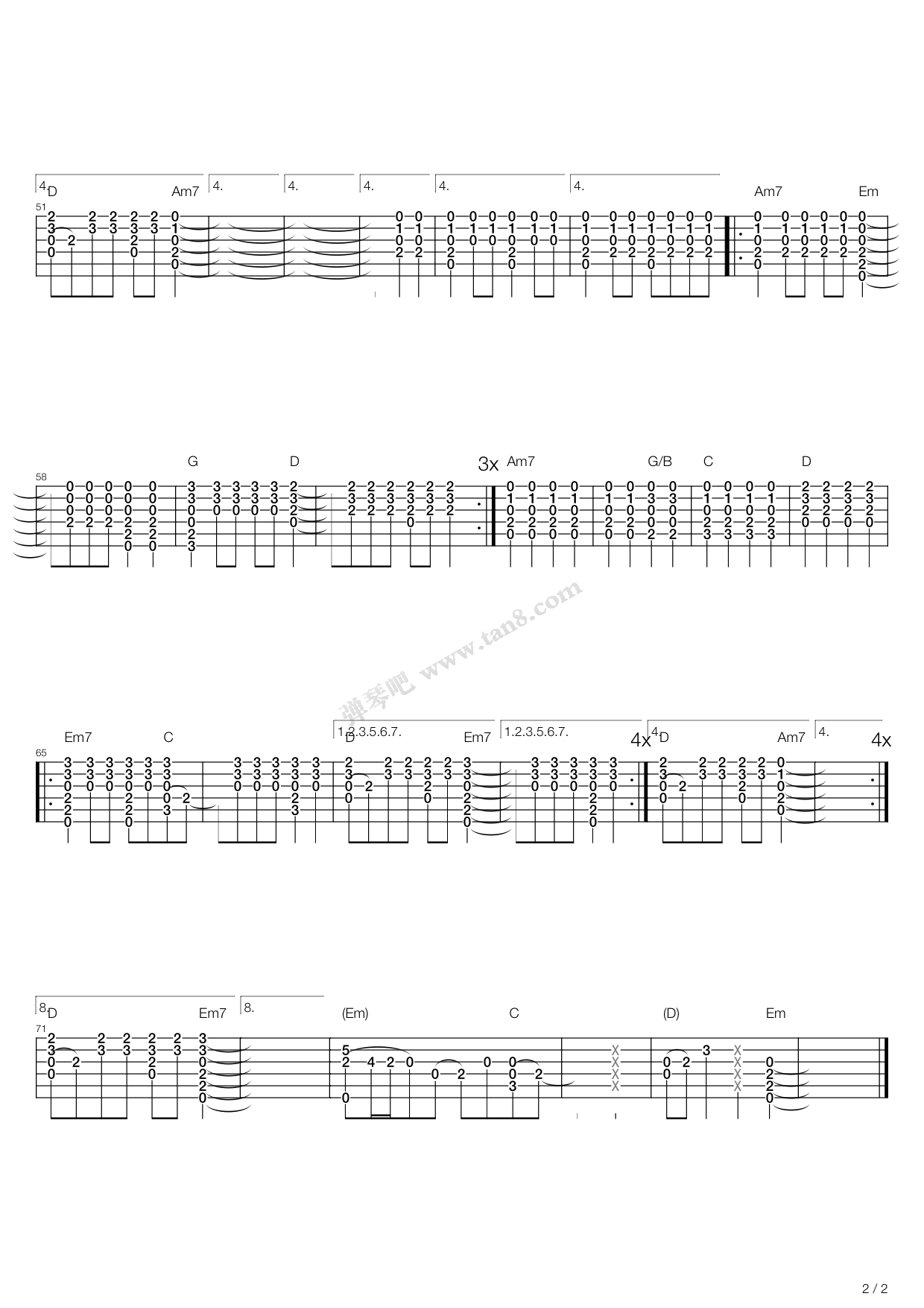 I See Fire吉他指弹谱 C调_弹琴吧编配_ed sheeran