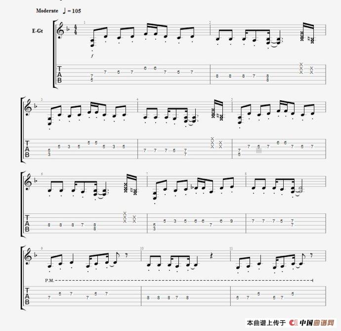 孤独啊指弹谱 原调六线谱_中国曲谱网编配_CNBLUE