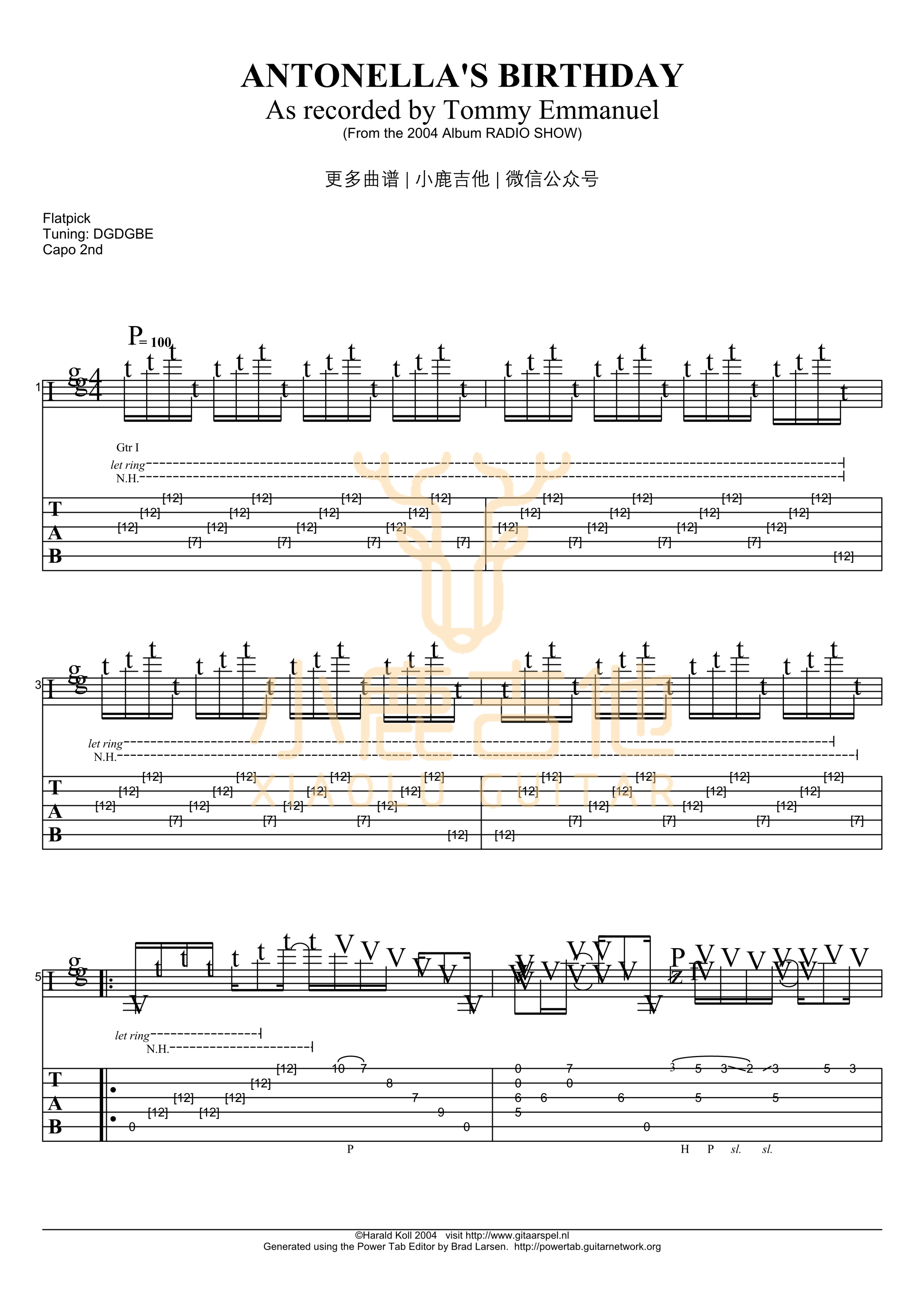 Antonella's Birthday-Tommy Emmanuel指弹吉他谱