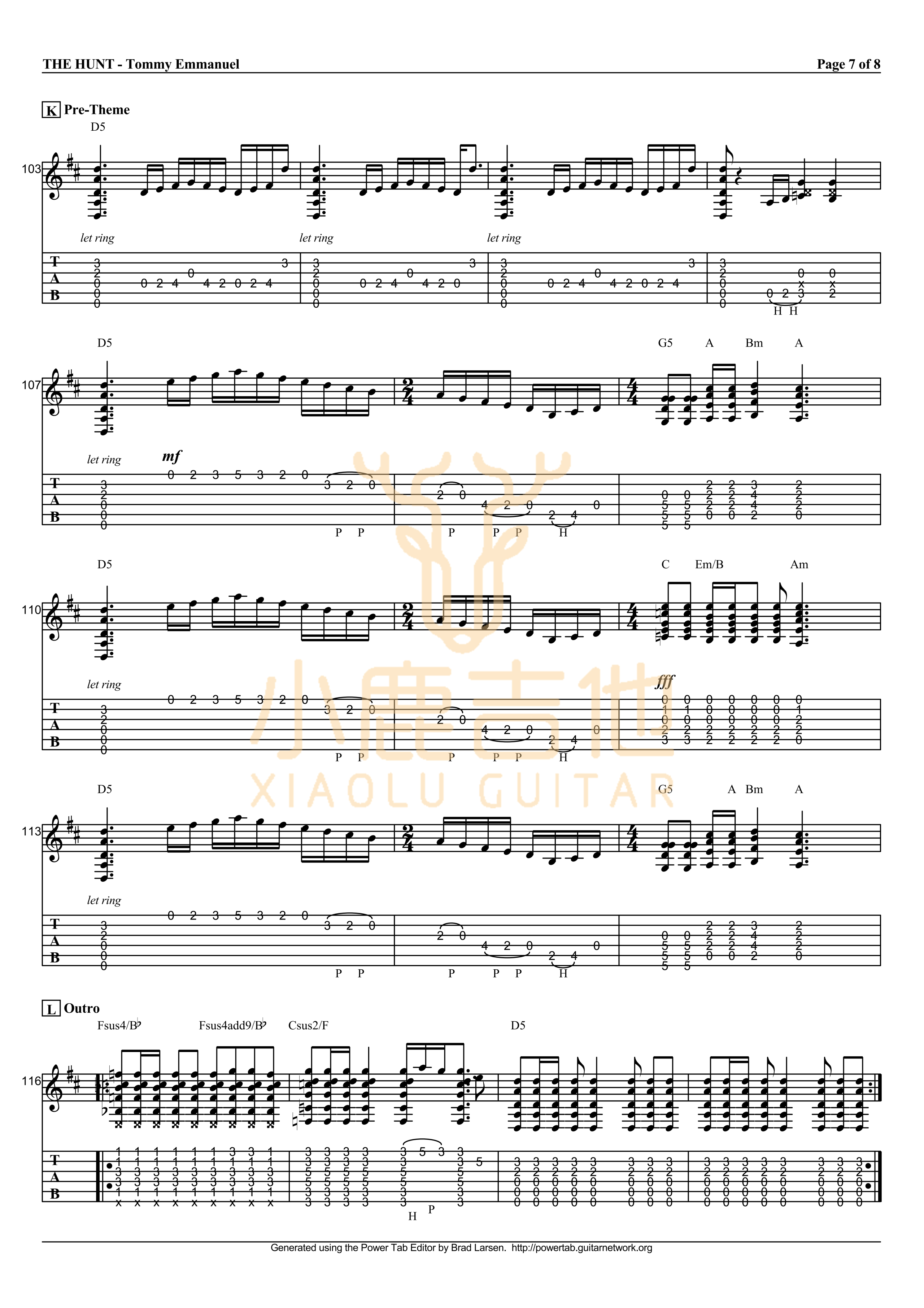 THE HUNT-Tommy Emmanuel指弹吉他谱（小鹿吉他）