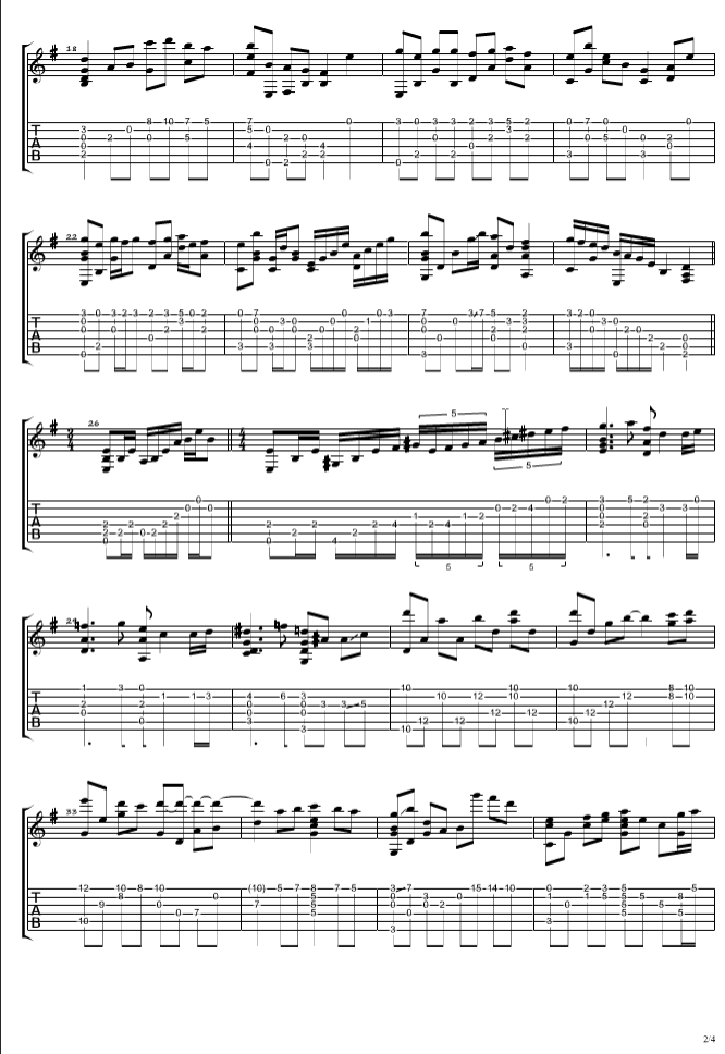 memory指弹谱 原调六线谱_精选版_久石让