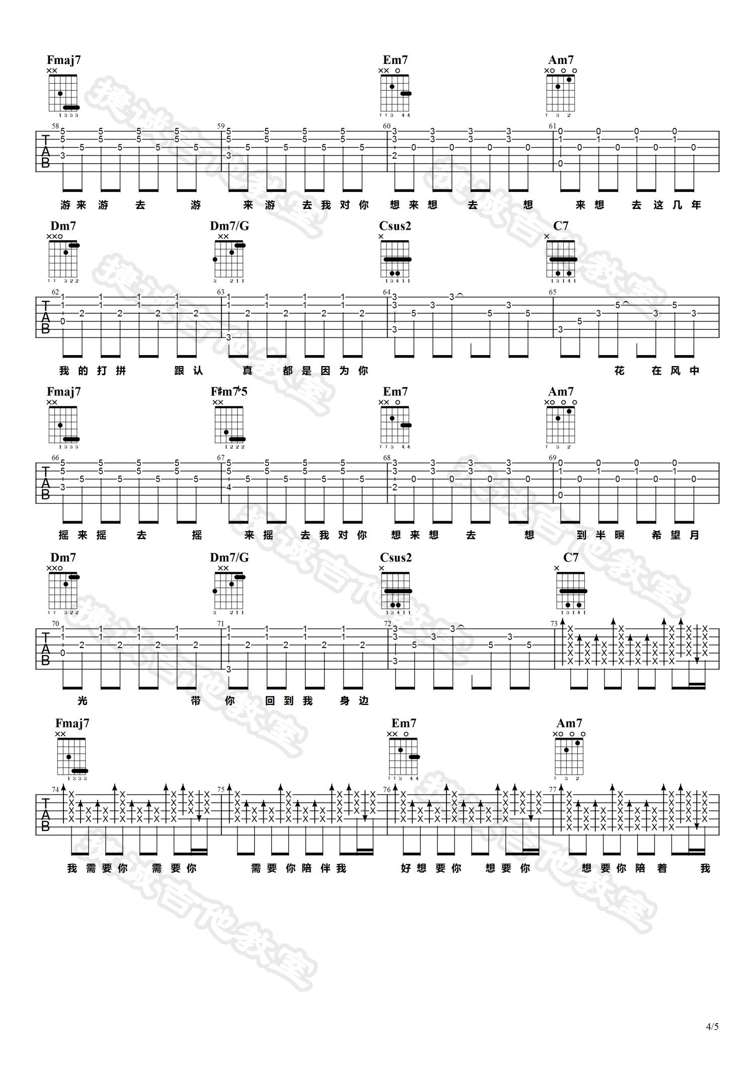 鱼仔吉他谱 C调简单版_捷诚吉他教室编配_卢广仲