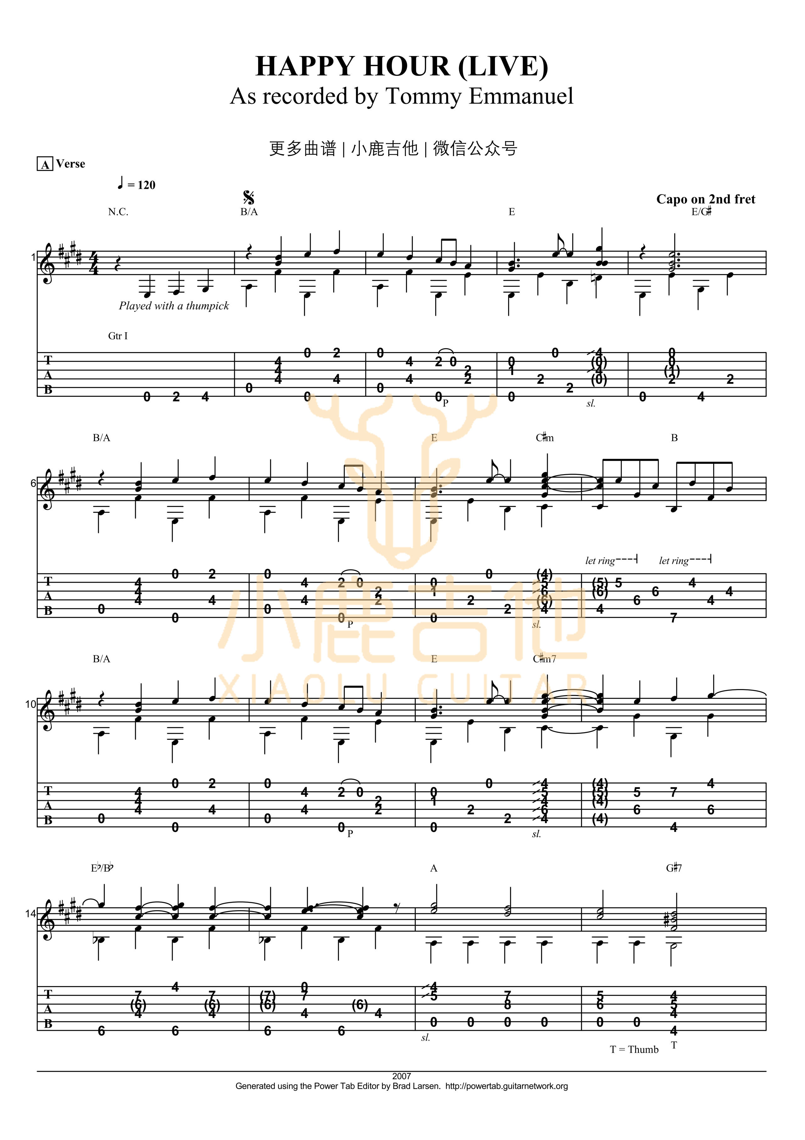 Happy Hour(live)-Tommy Emmanuel指弹吉他谱