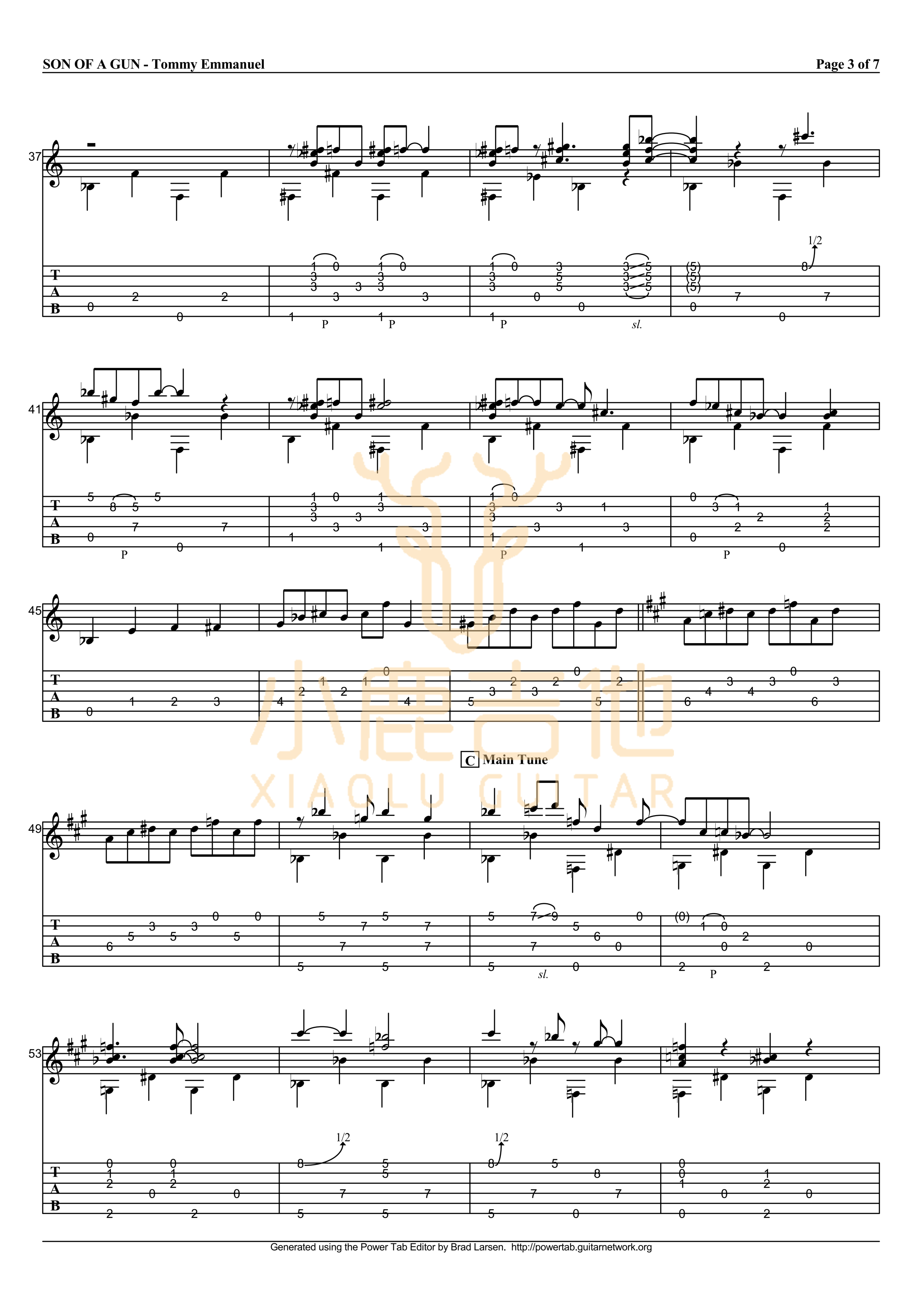 SON OF A GUN-Tommy Emmanuel指弹吉他谱（小鹿吉他）