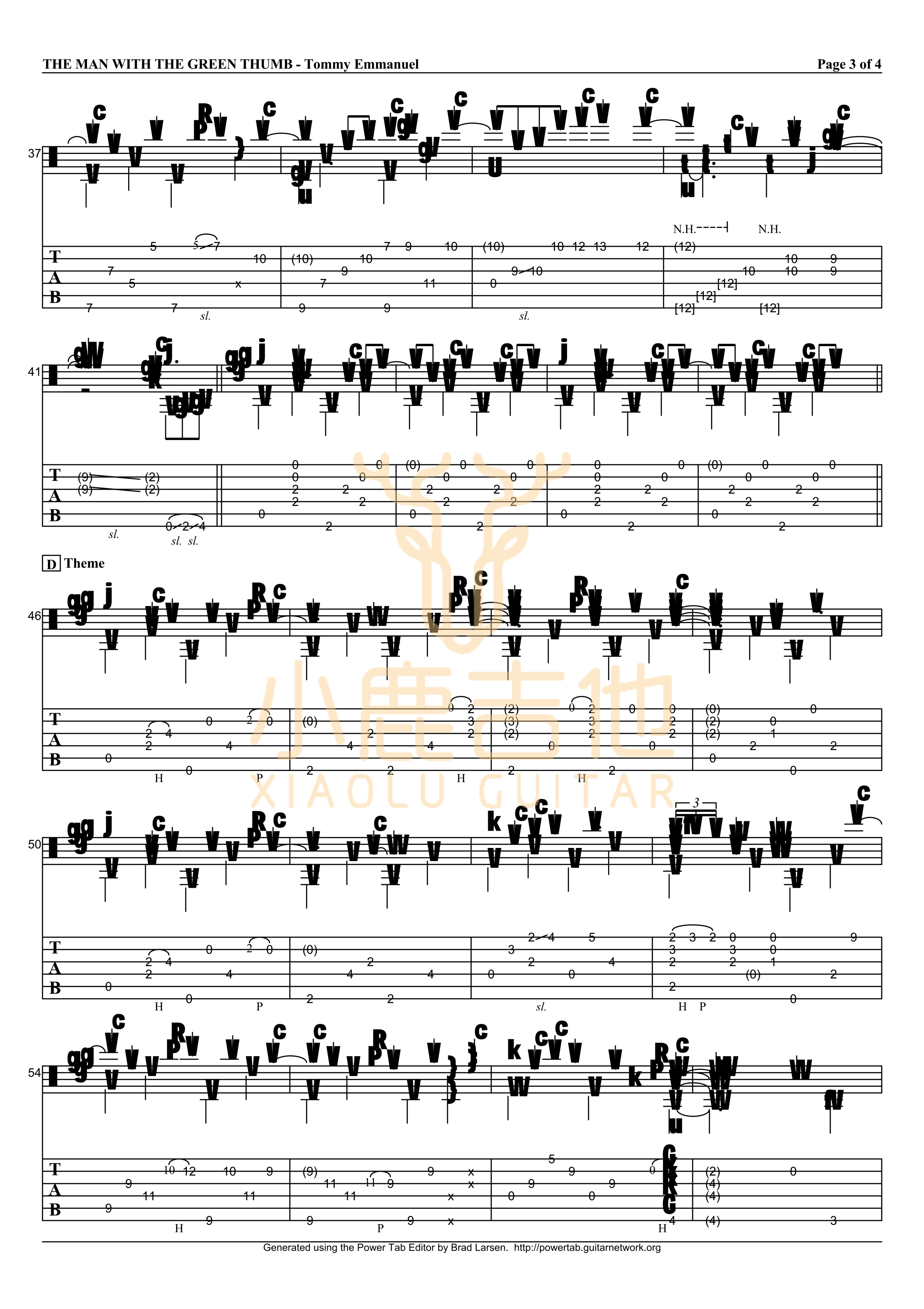 THE MAN WITH THE GREEN THUMB-Tommy Emmanuel指弹吉他谱（小鹿吉他）