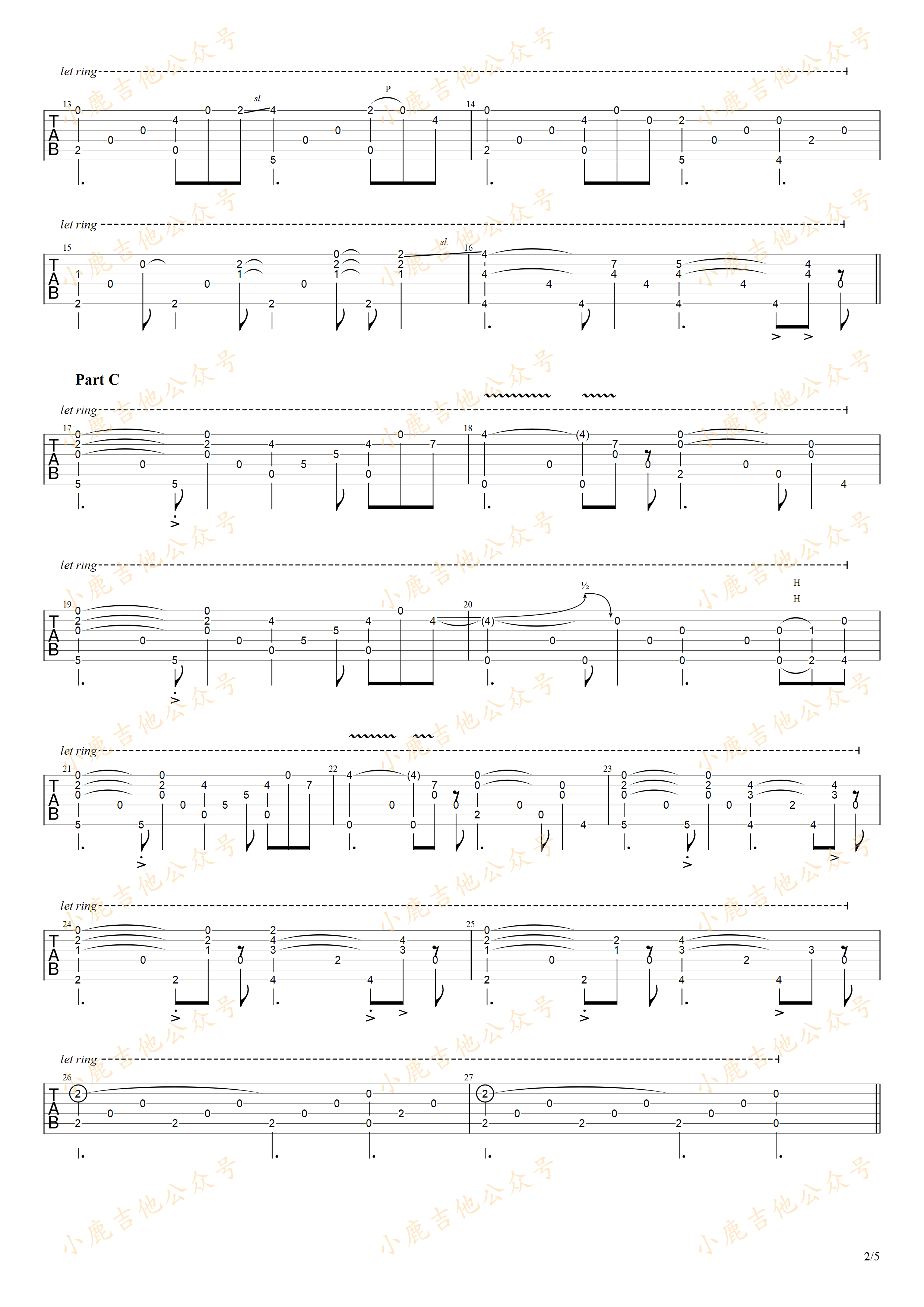 A Sea of The Clouds-岸部真明指弹吉他谱（小鹿吉他）