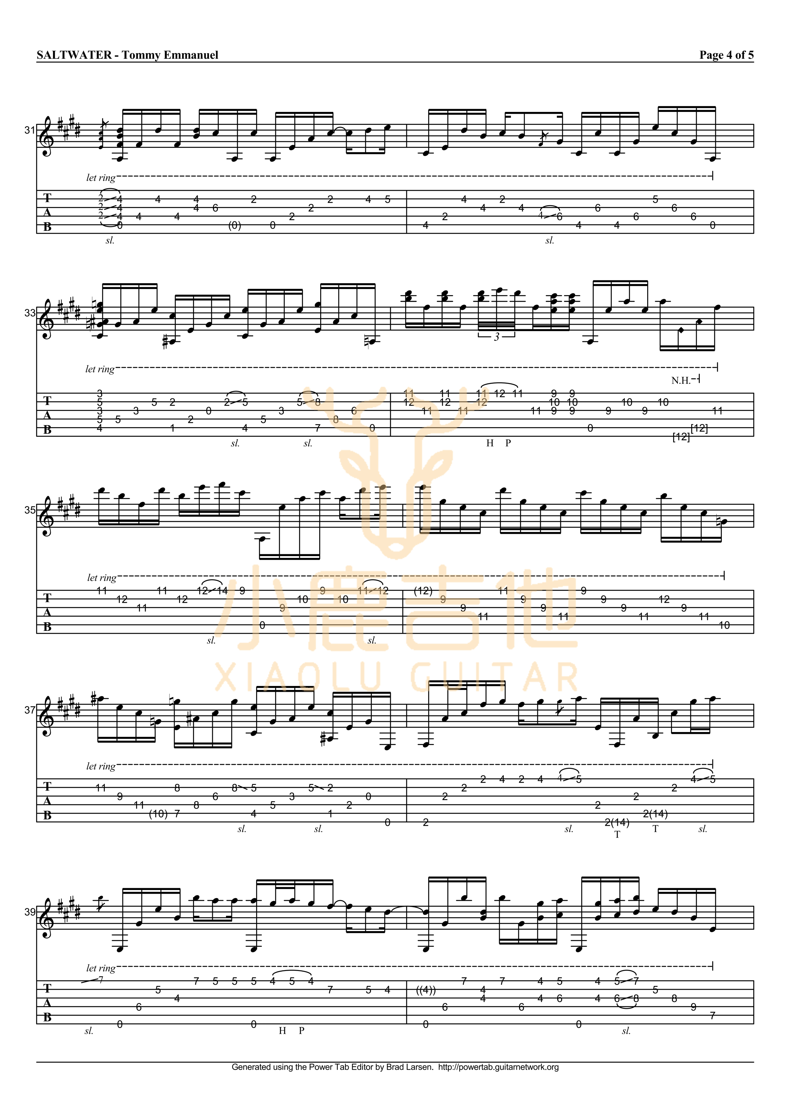 SALTWATER-Tommy Emmanuel指弹吉他谱（小鹿吉他）