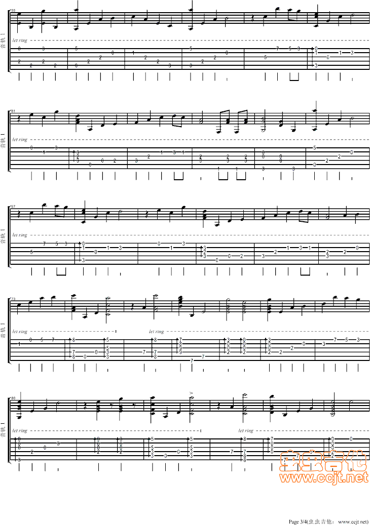 宁次之死吉他指弹谱 简单版_虫虫吉他编配_火影忍者