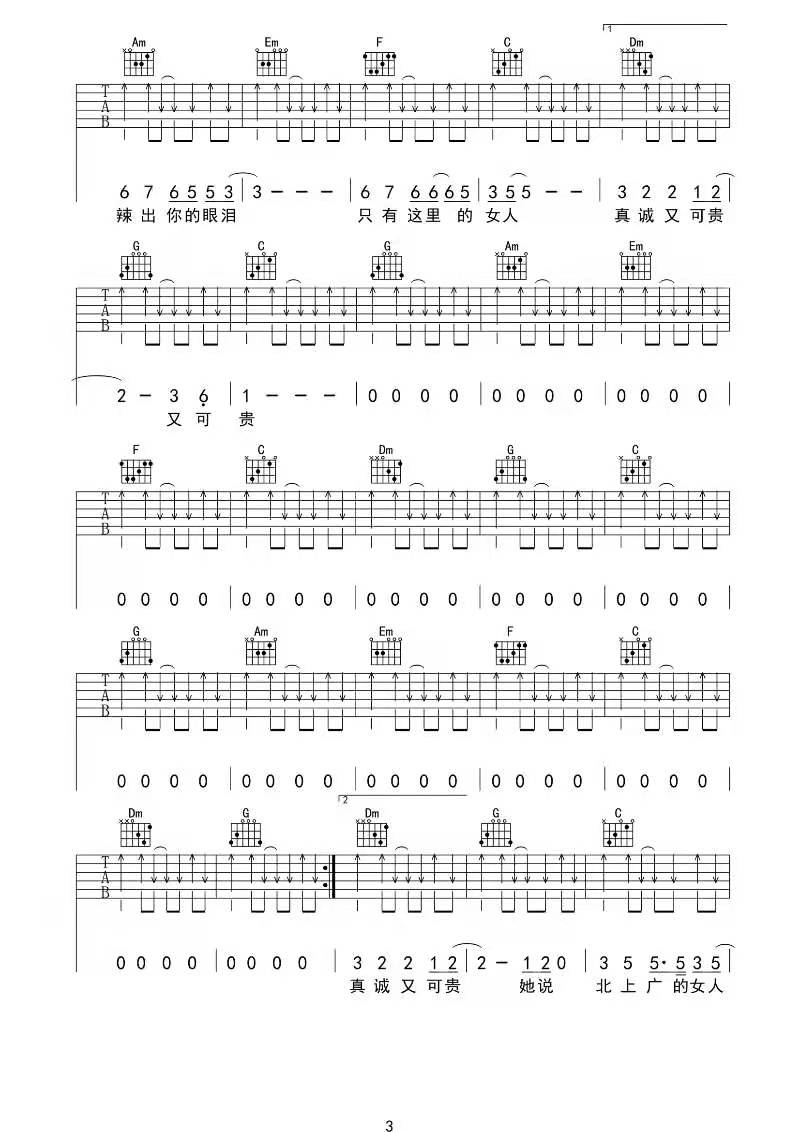 这样的女生吉他谱 C调简单版_夏祯阳编配_张闯