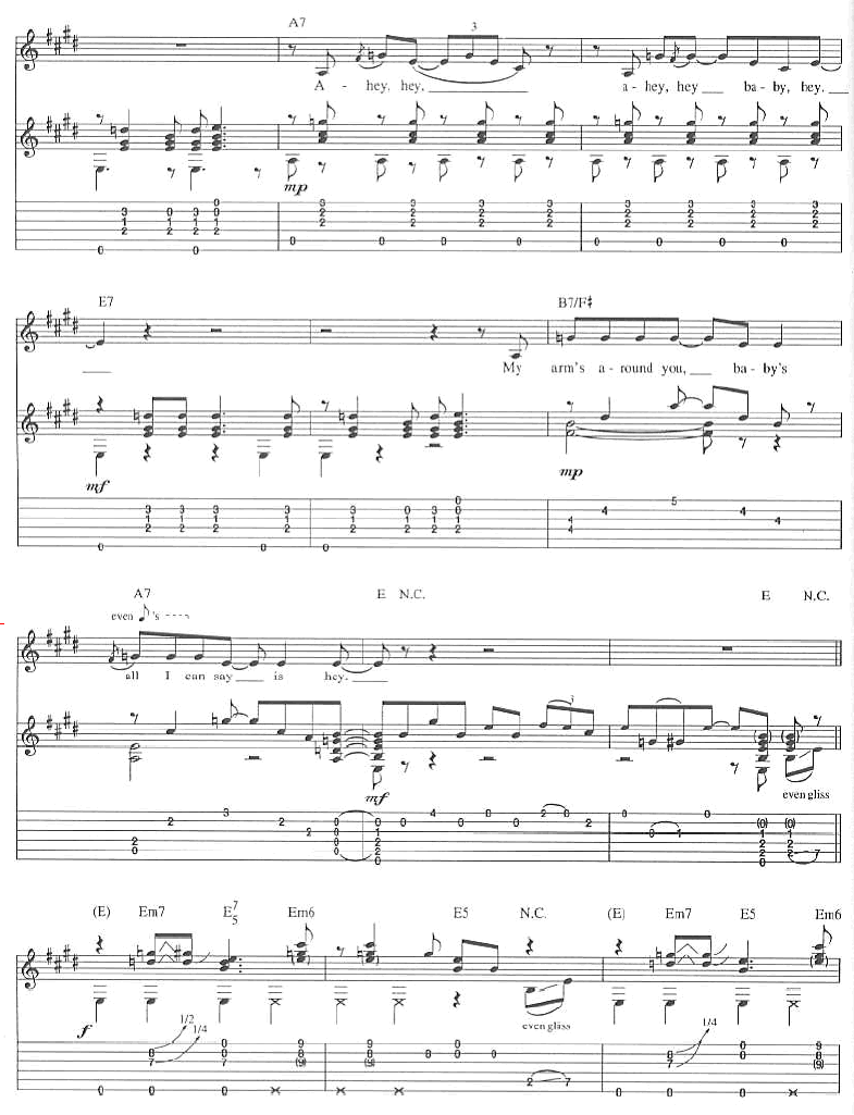 hey hey指弹谱 原调六线谱_虫虫吉他编配_Eric Clapton
