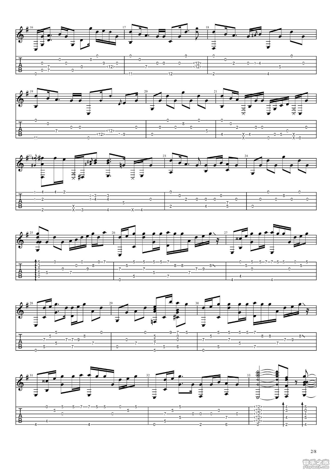 你的名字指弹谱 C调六线谱_音乐之家编配_Radwimps