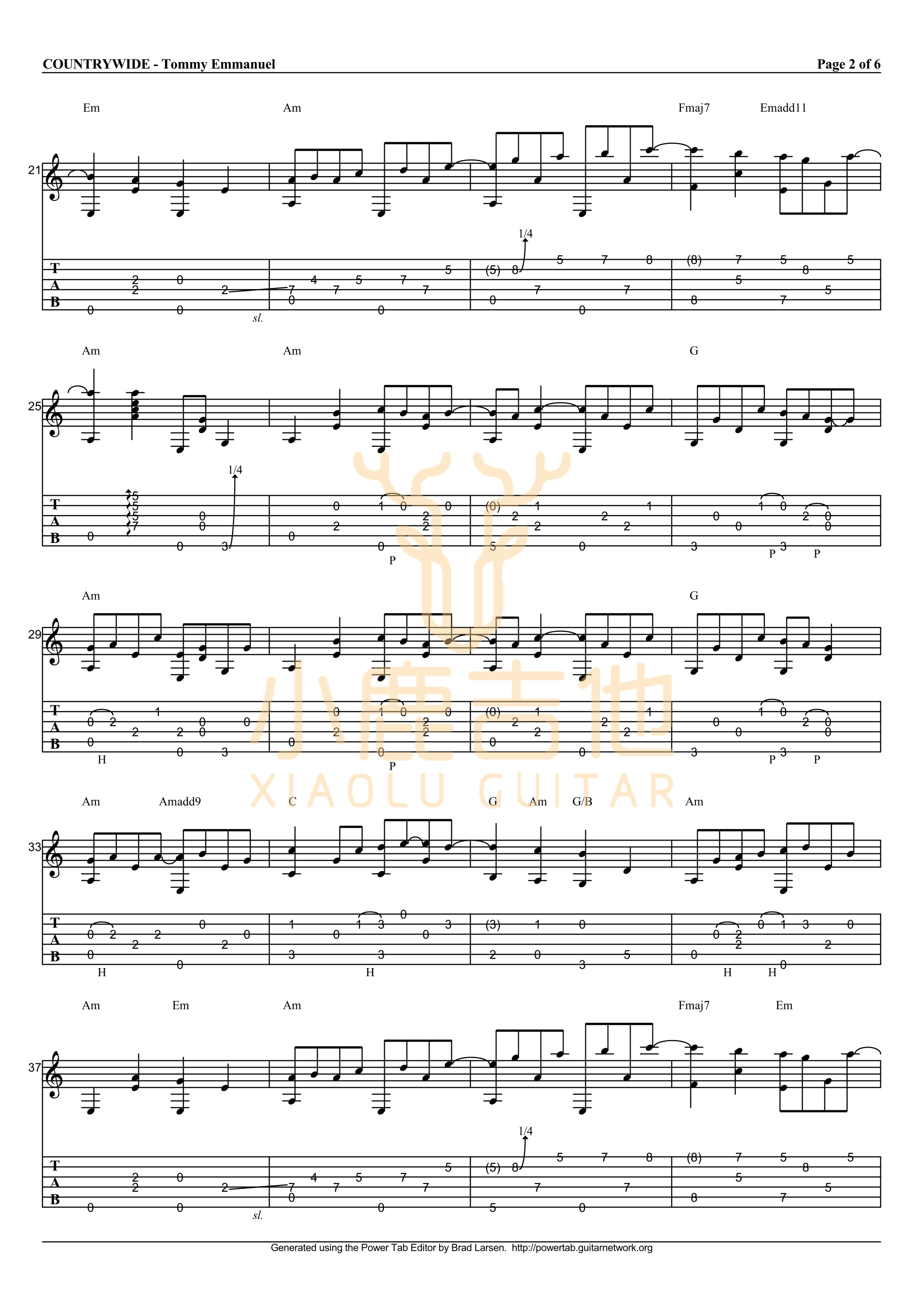 Countrywide-Tommy Emmanuel指弹吉他谱_小鹿吉他