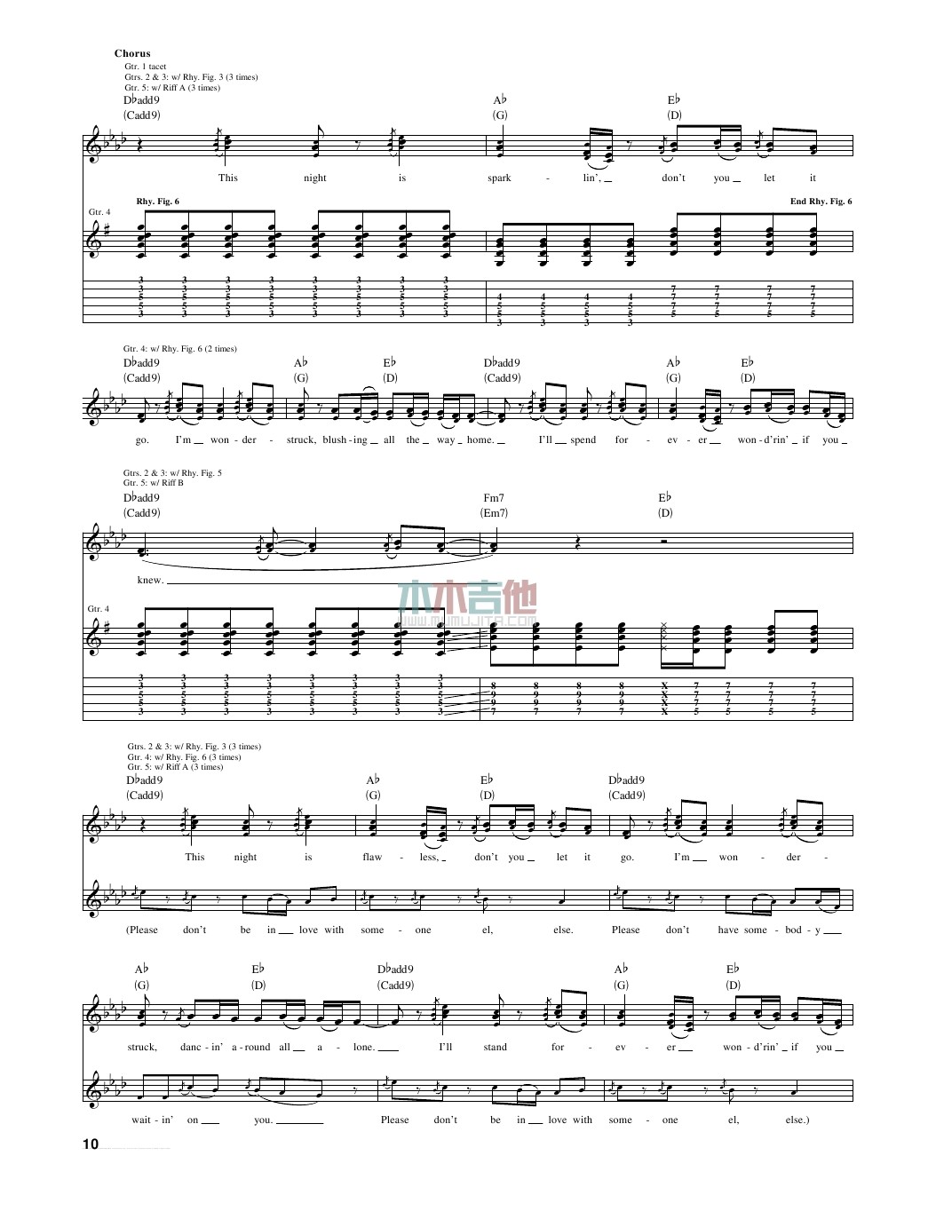 enchanted指弹谱 原调六线谱_木木吉他编配_Taylor Swift