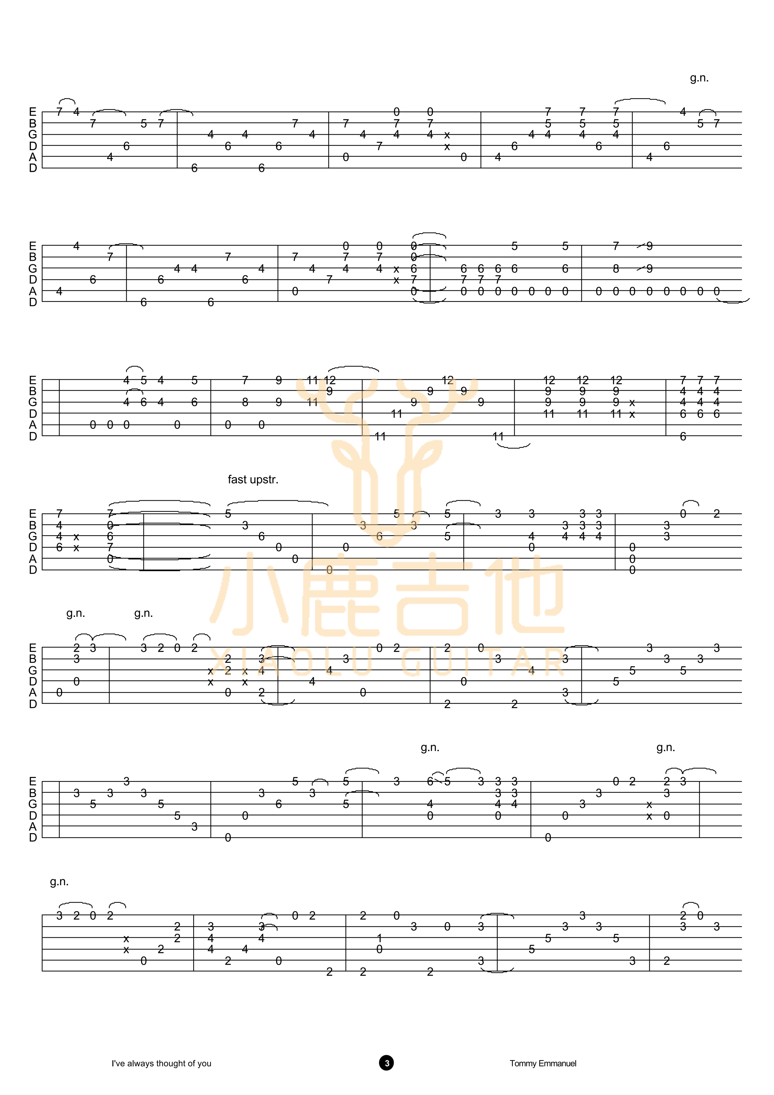 I Have Always Thought Of You-Tommy Emmanuel指弹吉他谱(小鹿吉他)