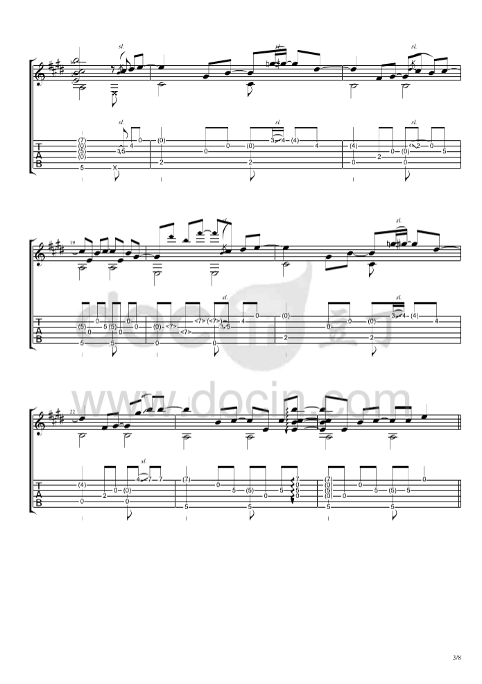 星河指弹谱 C调六线谱_豆丁网编配_曹思义