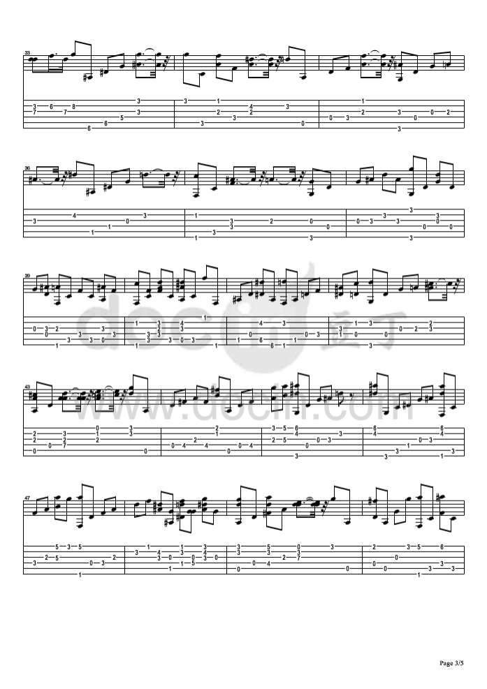 雏菊吉他指弹谱 六线谱简单版_豆丁网编配_Daisy