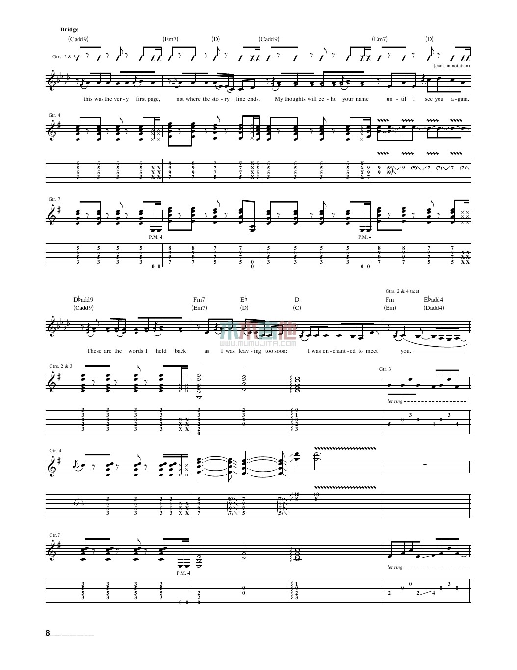 enchanted指弹谱 原调六线谱_木木吉他编配_Taylor Swift