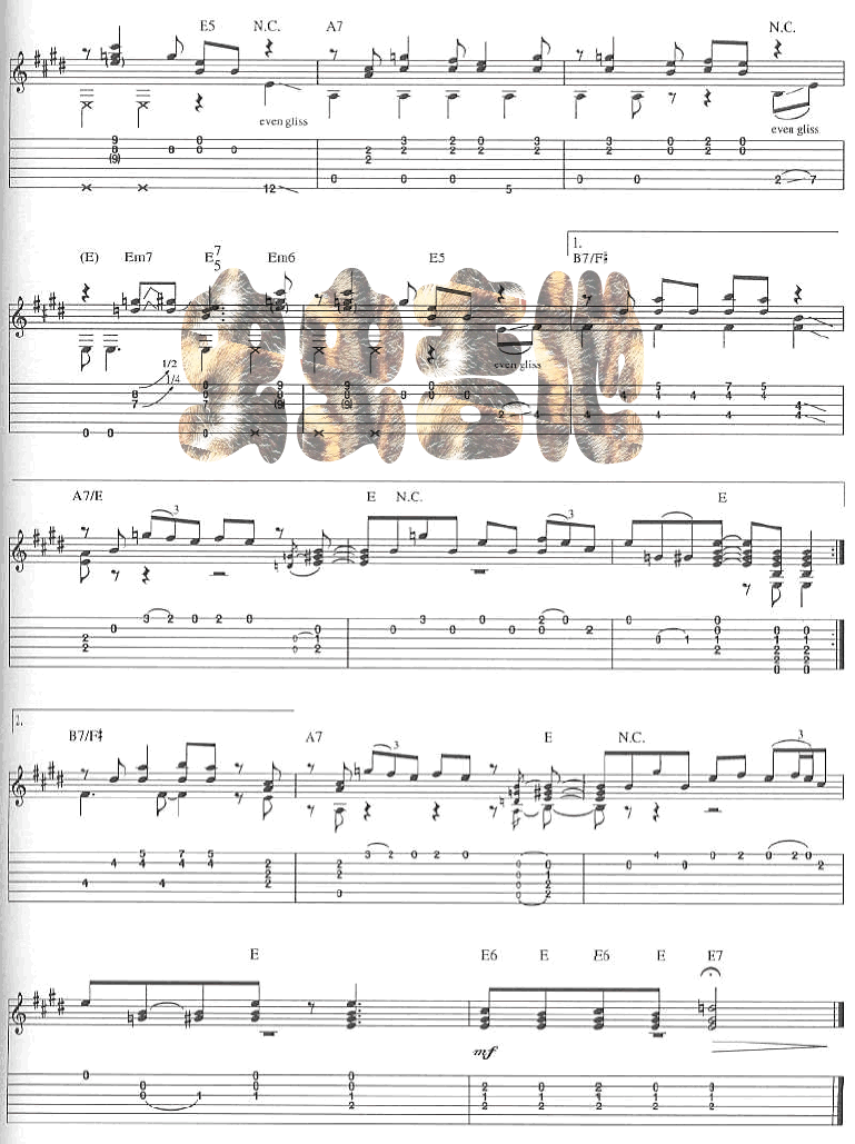 hey hey指弹谱 原调六线谱_虫虫吉他编配_Eric Clapton
