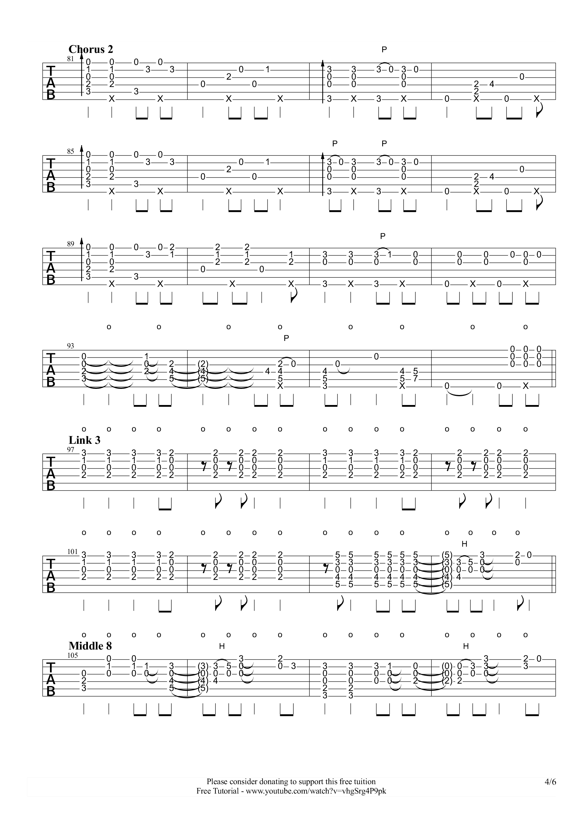 viva la vida指弹谱 原调六线谱_高清版_酷玩乐队