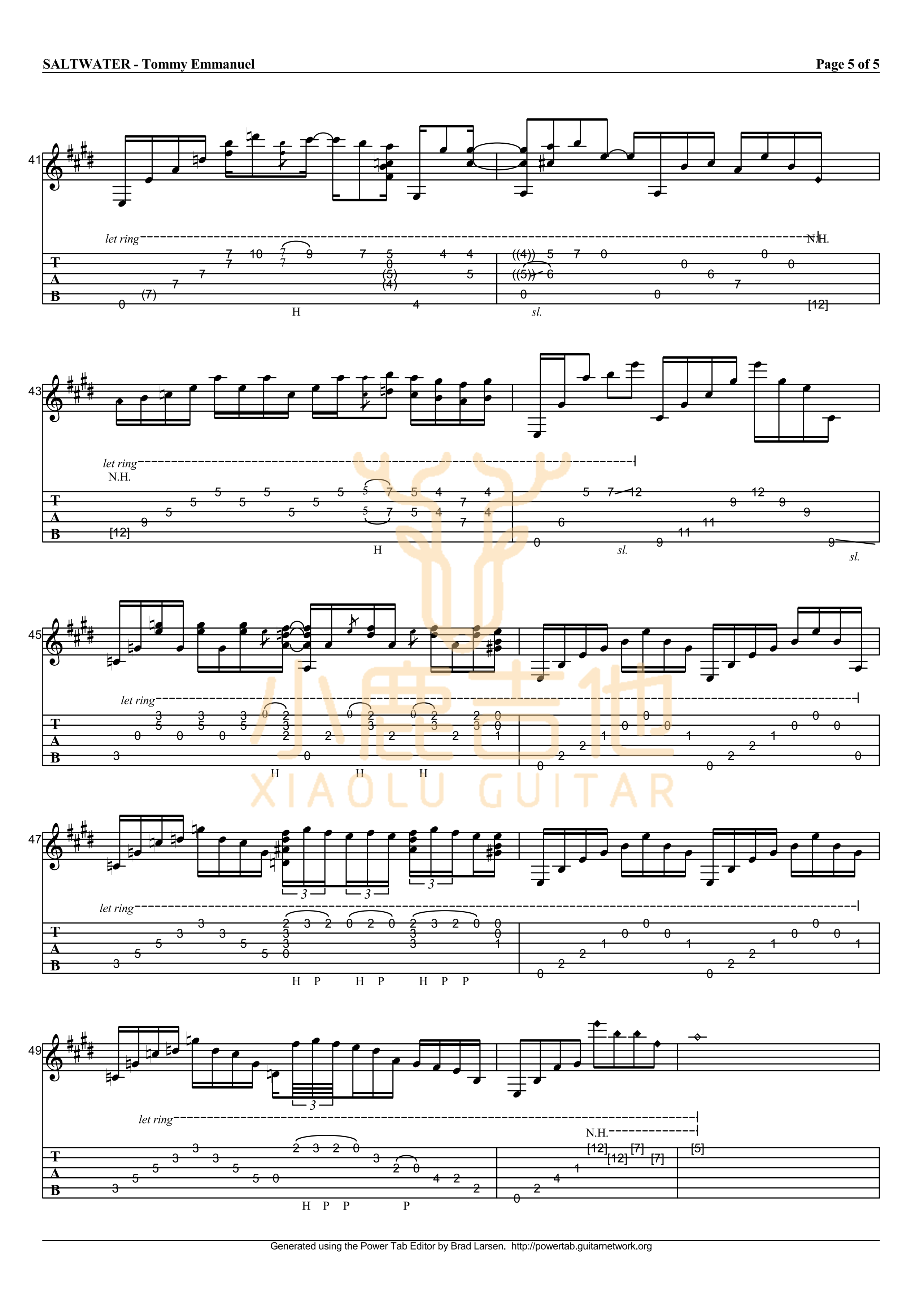 SALTWATER-Tommy Emmanuel指弹吉他谱（小鹿吉他）