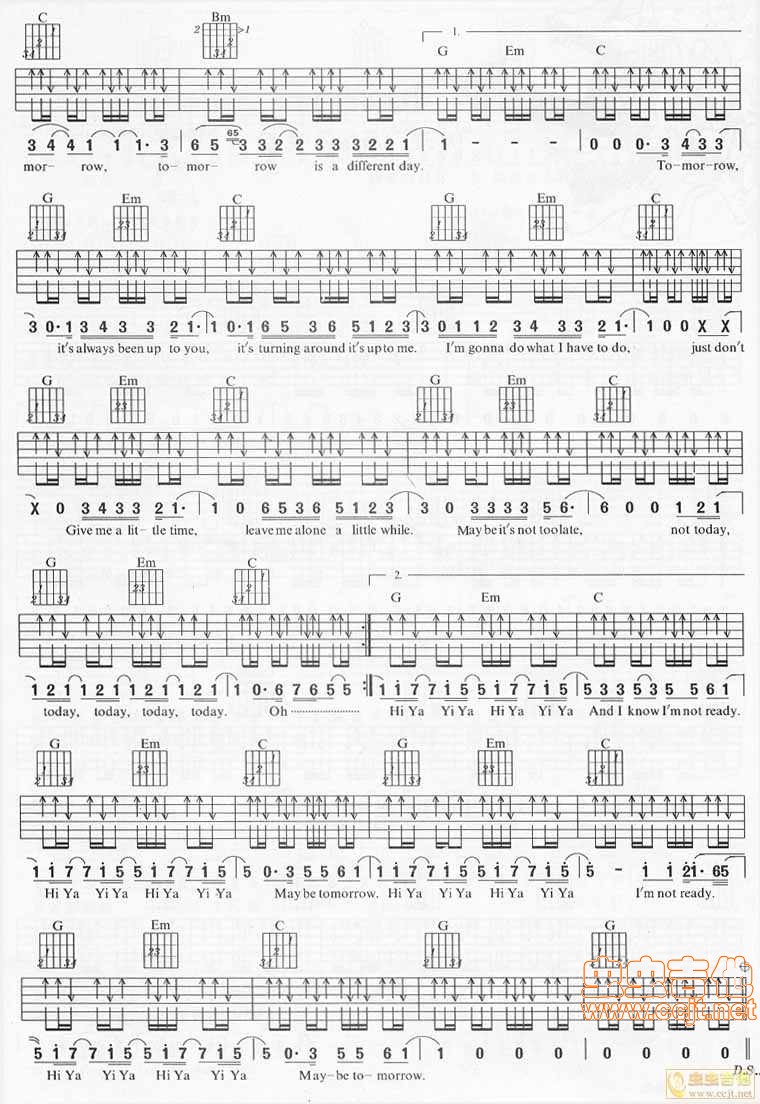 tomorrow吉他谱 G调扫弦版_风华艺校编配_艾薇儿