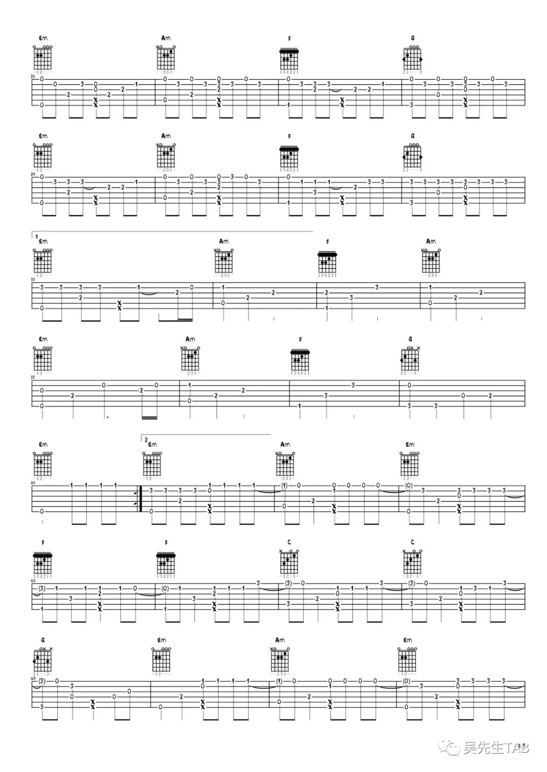 Reset指弹谱 原调六线谱_吴先生编配_Who Are You