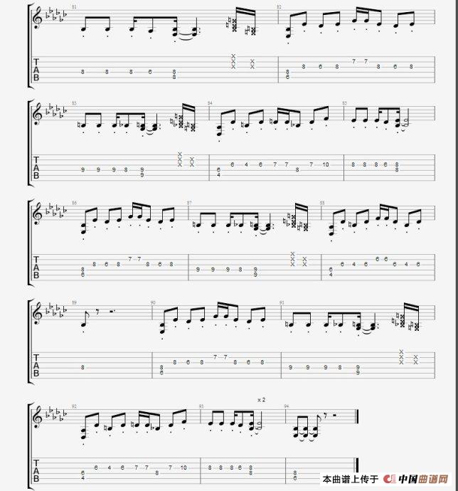 孤独啊指弹谱 原调六线谱_中国曲谱网编配_CNBLUE