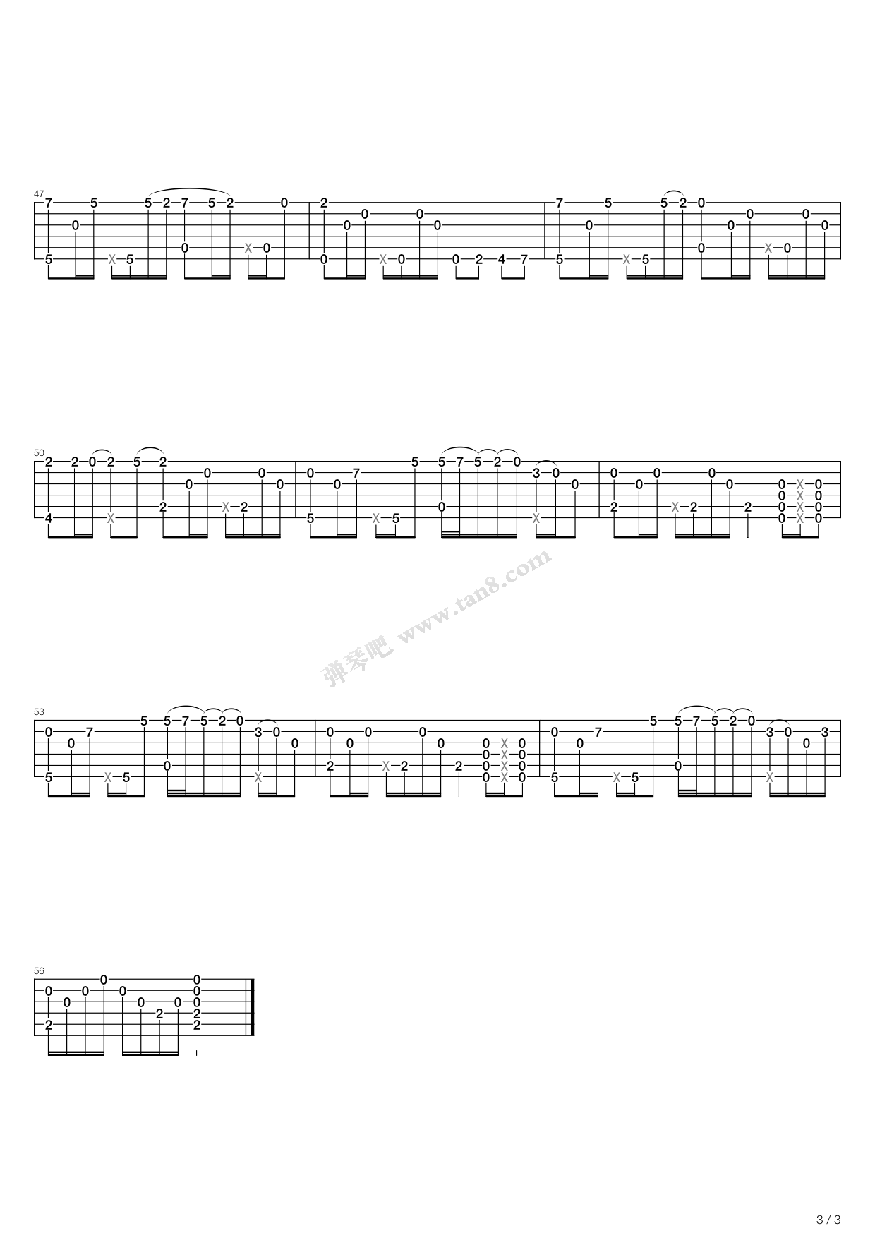 又见枫叶城指弹谱 C调高清版_弹琴吧编配_杨昊昆