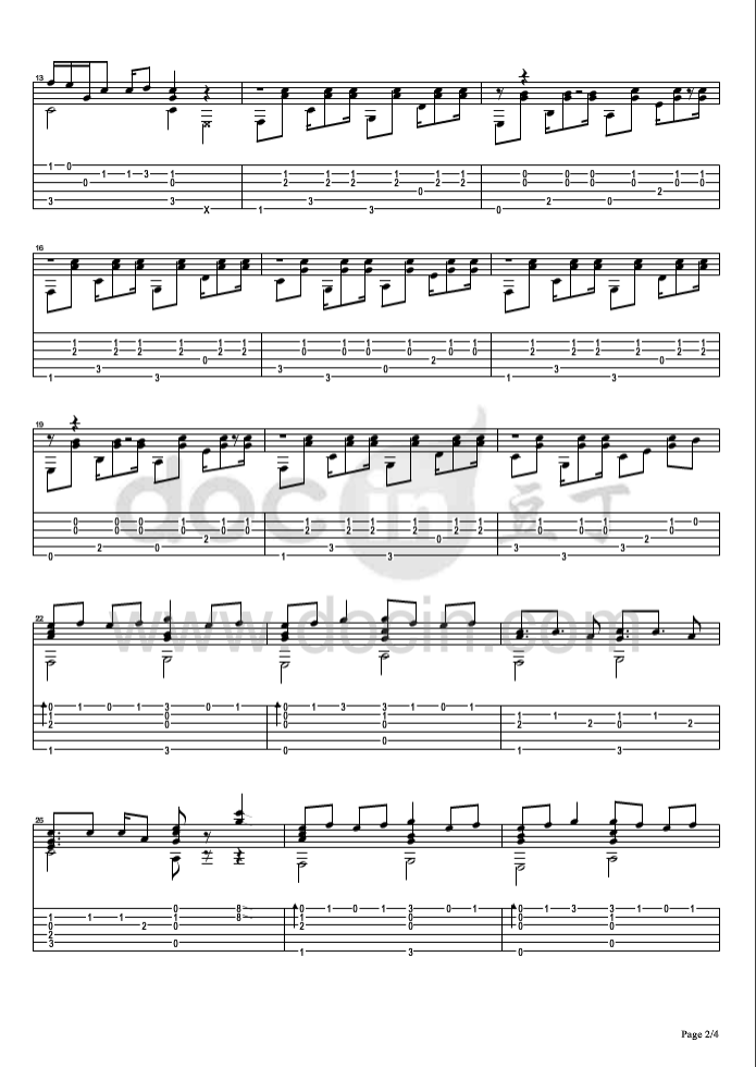 恋爱循环指弹谱 原调六线谱_豆丁网编配_花泽香菜