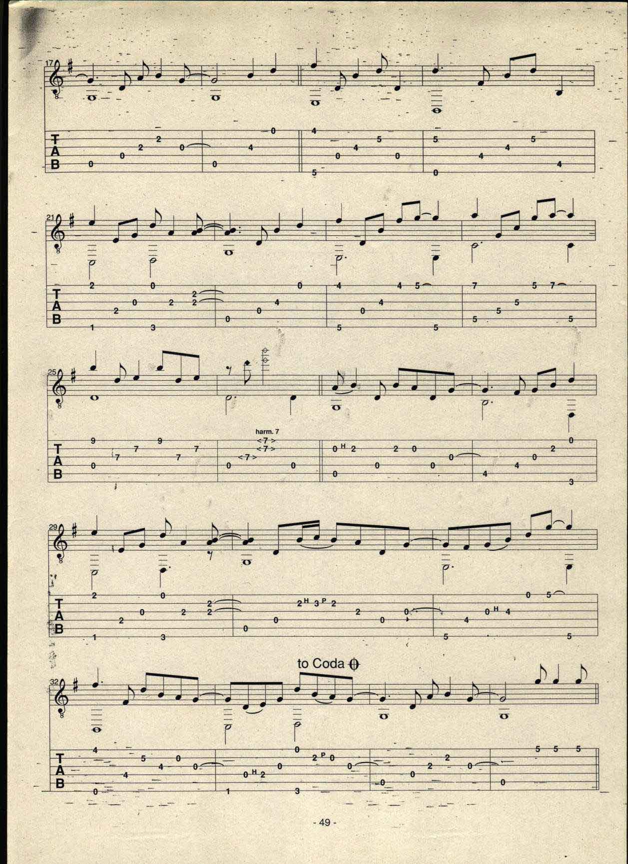 clarence指弹谱 原调六线谱_高清版_中川砂仁