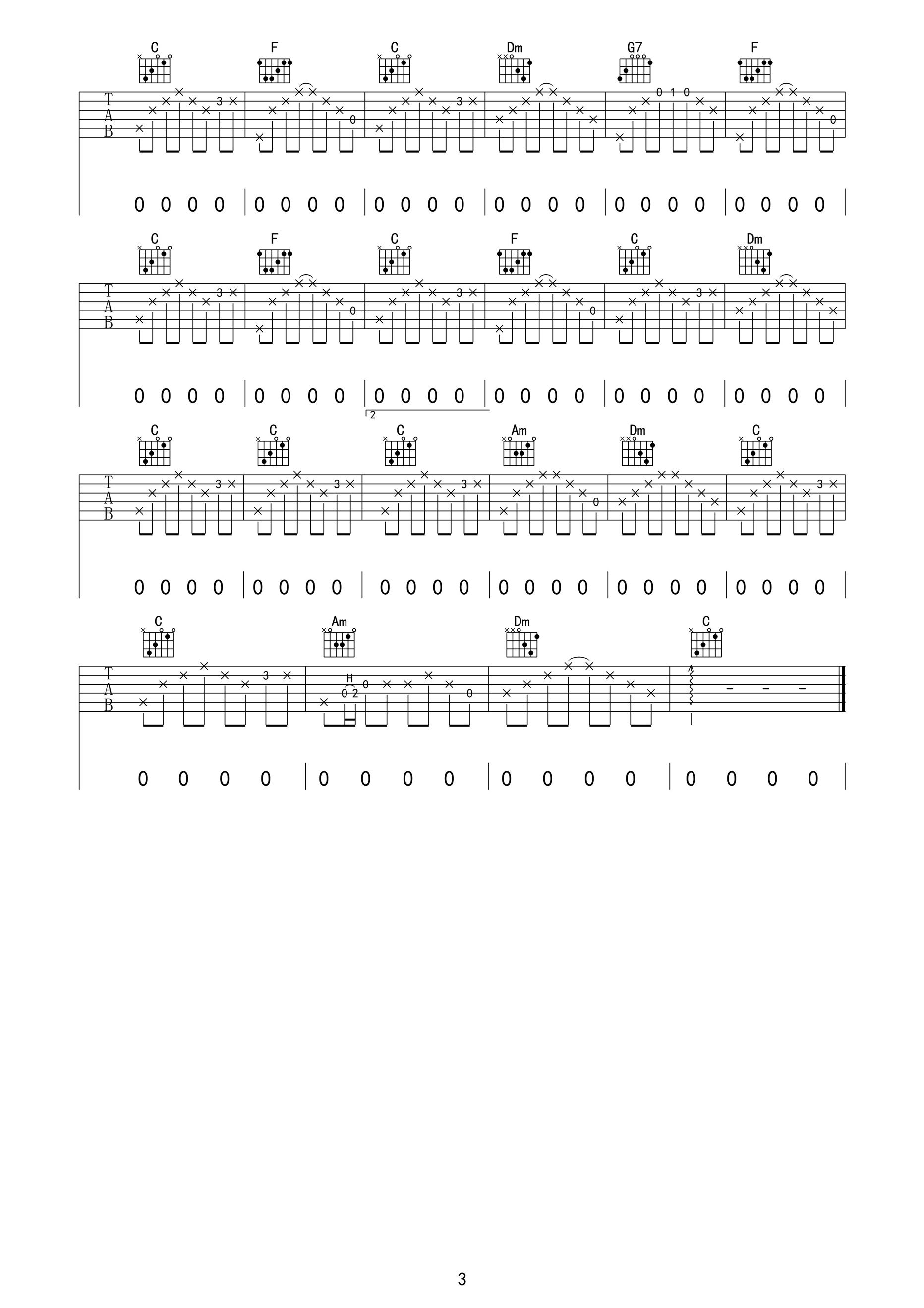 民谣在路上吉他谱 E调高清版_巍小琪编配_前冲