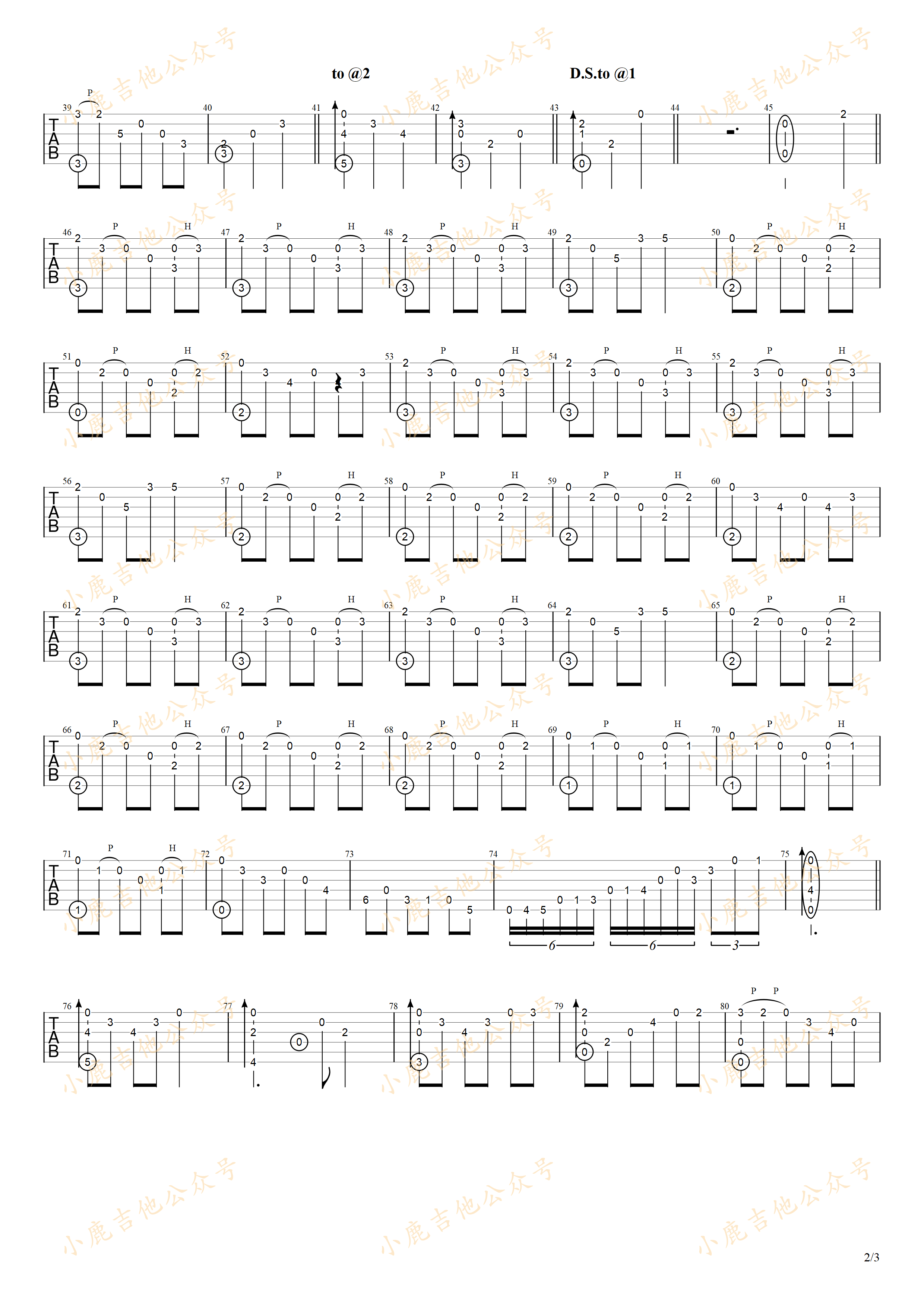 Winter-岸部真明 指弹吉他谱（小鹿吉他）