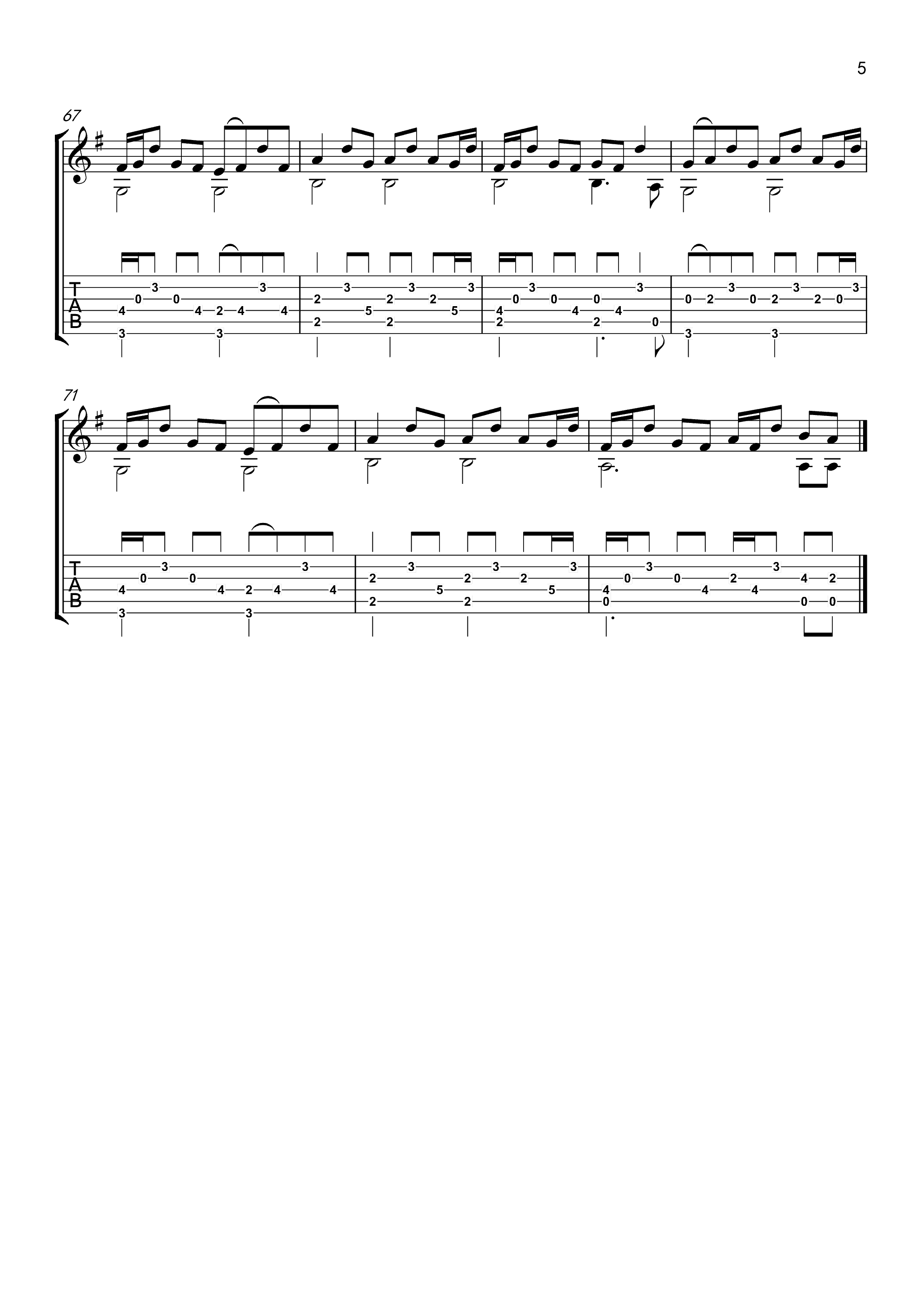 梦灯笼指弹谱 原调六线谱_高清版_RADWIMPS