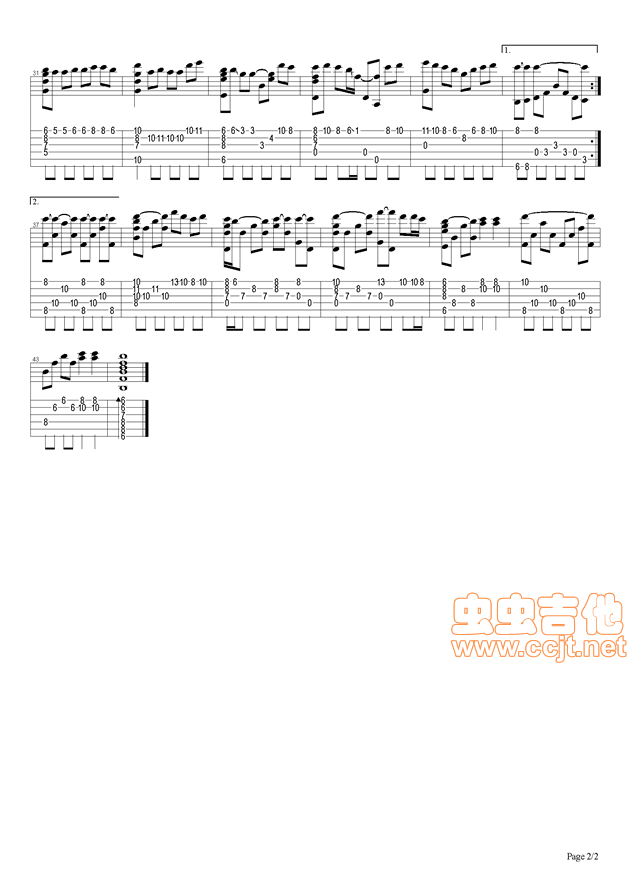 广岛之恋指弹谱 原调六线谱_虫虫吉他编配_莫文蔚