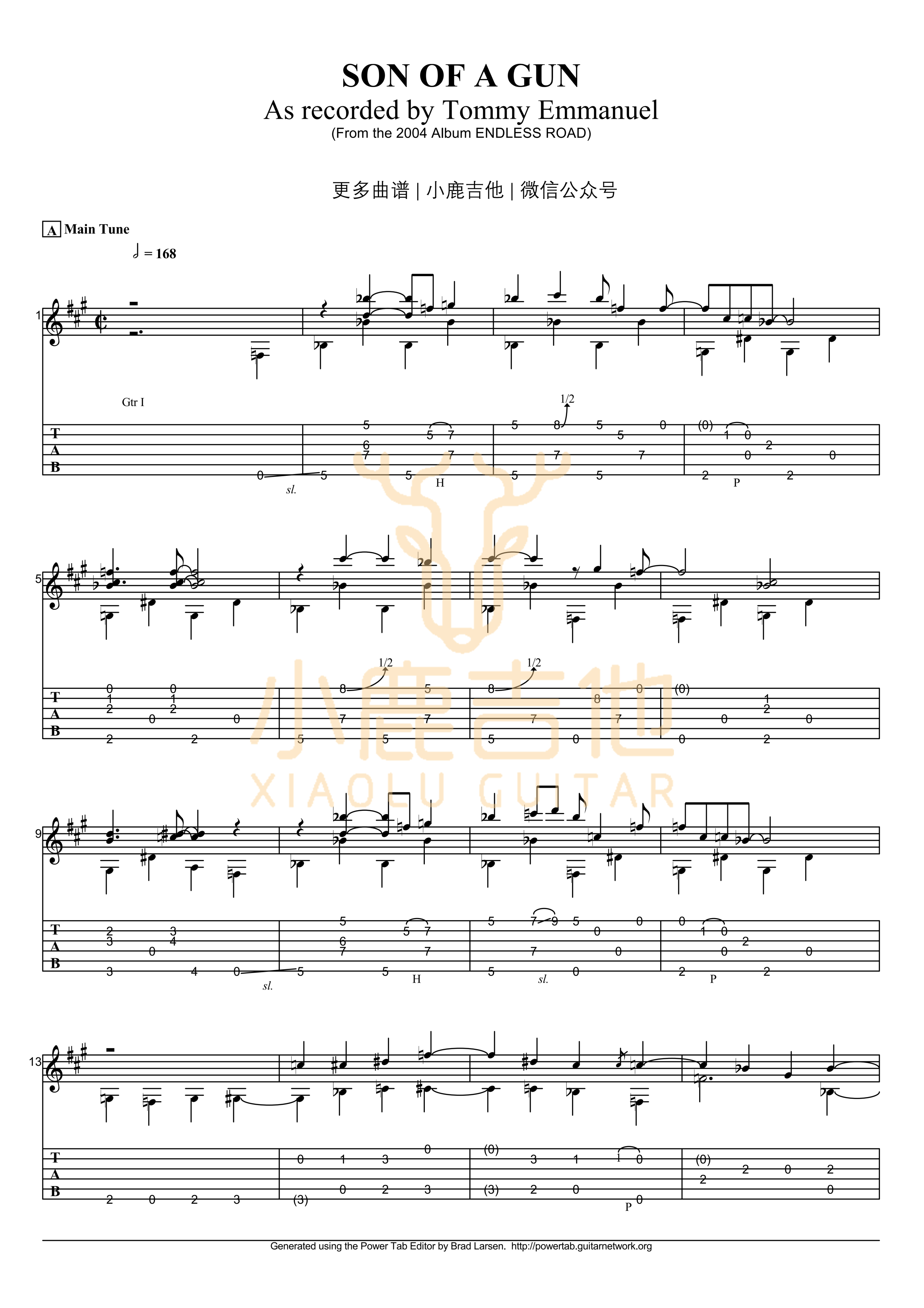 SON OF A GUN-Tommy Emmanuel指弹吉他谱（小鹿吉他）