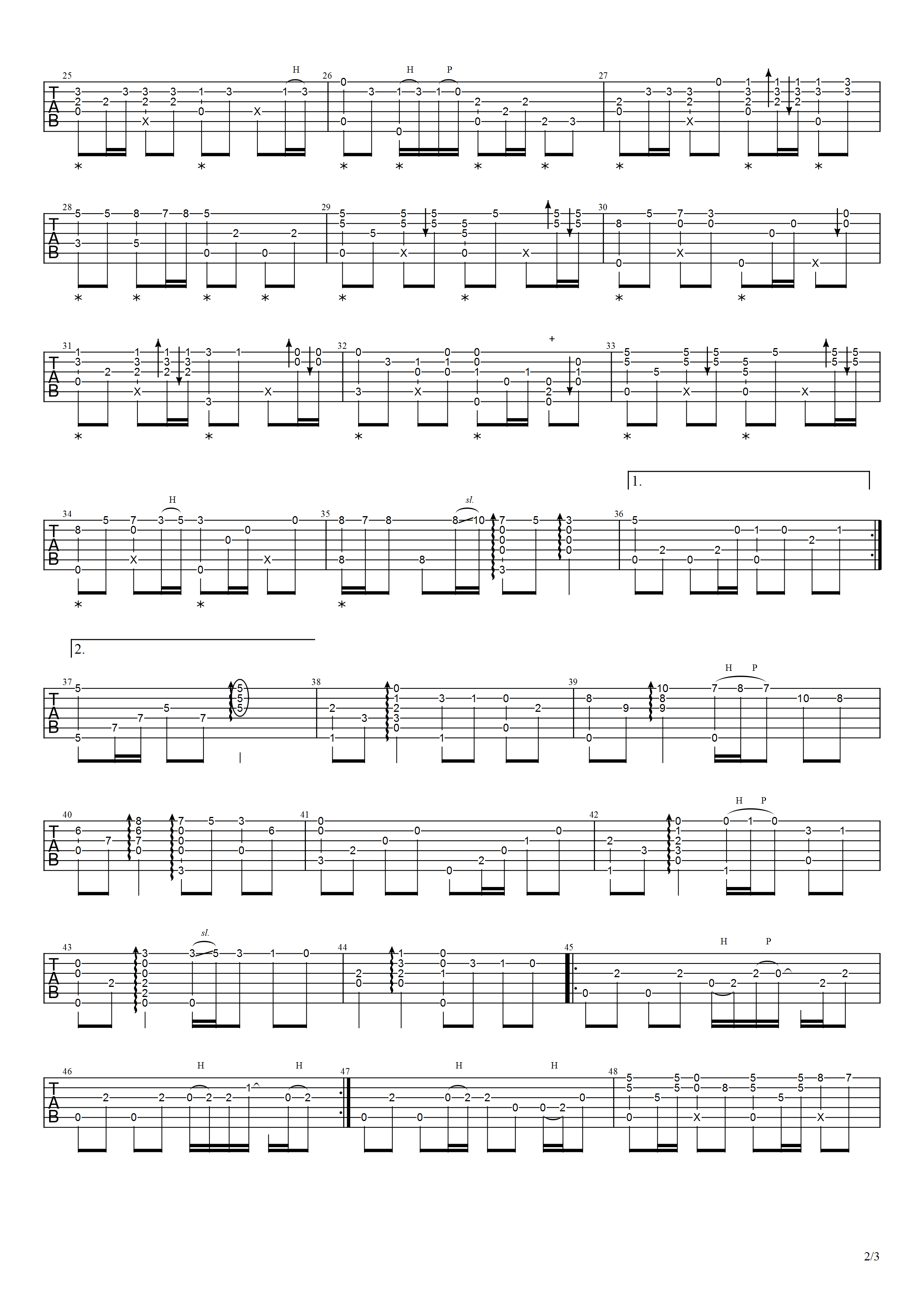 星星点灯吉他谱 G调六线谱_失物森林编配_郑智化