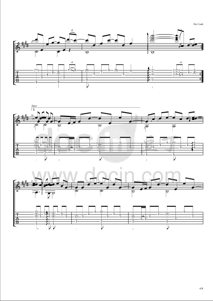 星河指弹谱 C调六线谱_豆丁网编配_曹思义